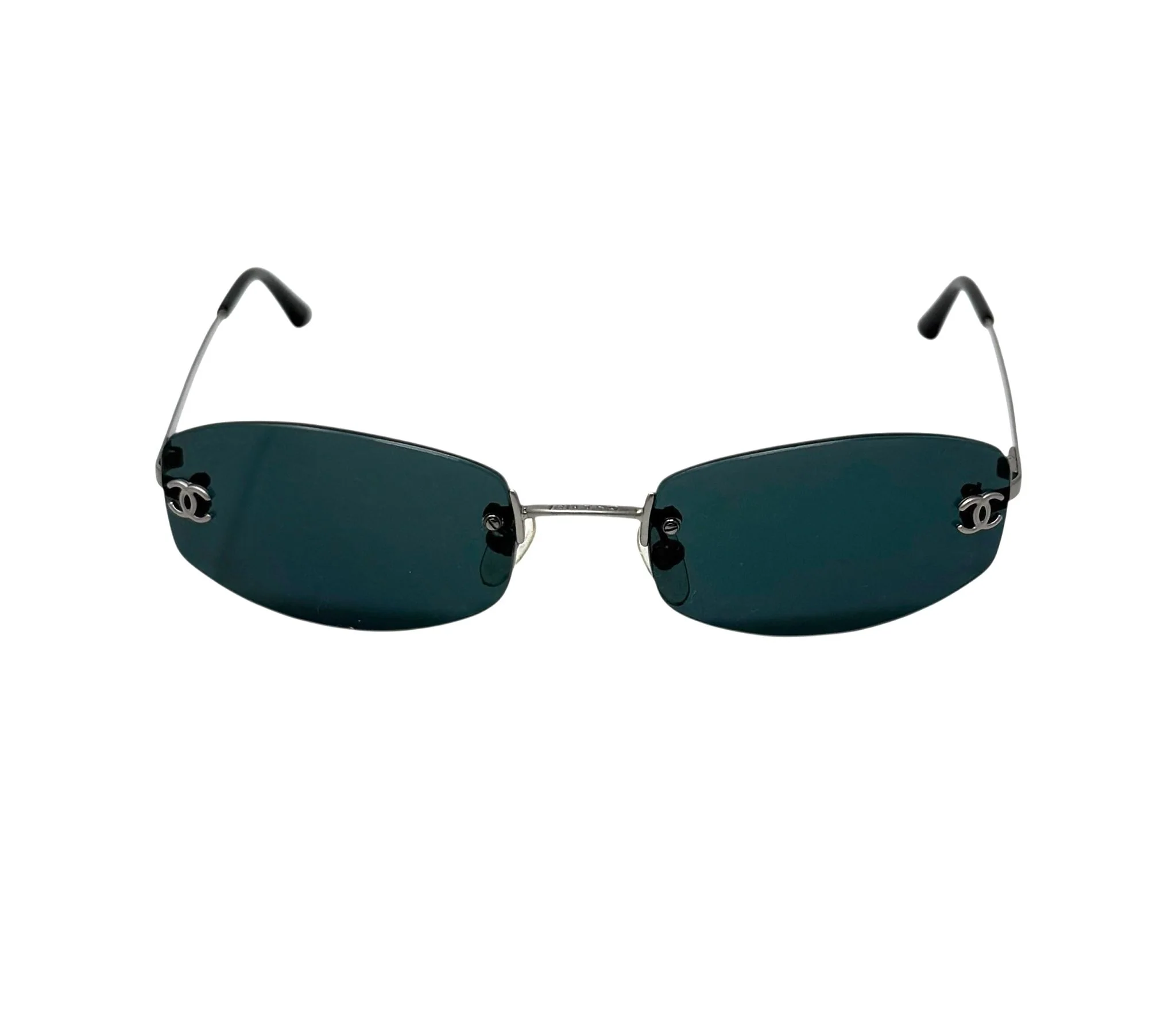 Chanel Dark Blue Mini Rimless Sunglasses - Image 3