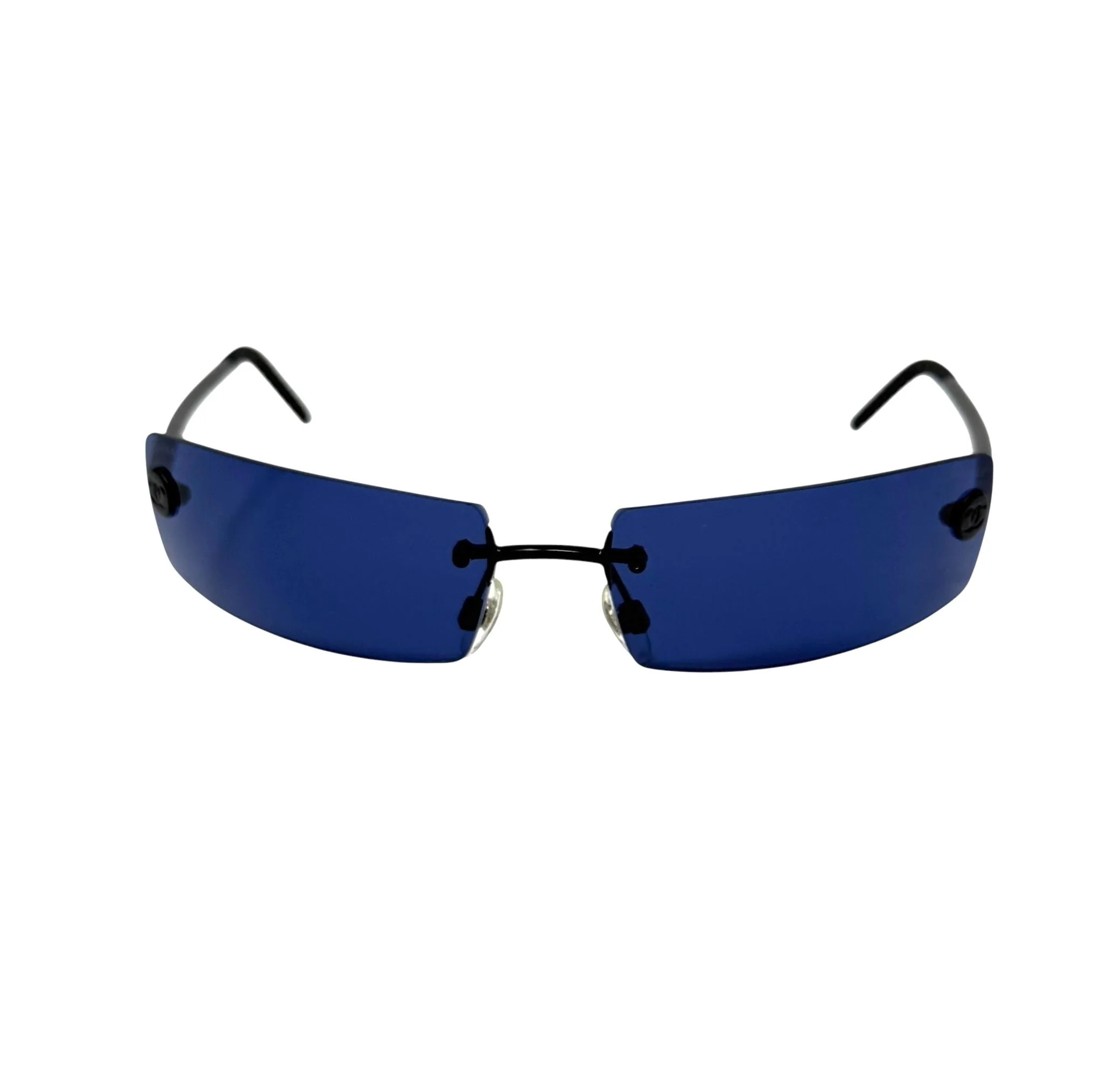 Chanel Dark Blue Mini Rimless Sunglasses - Image 2