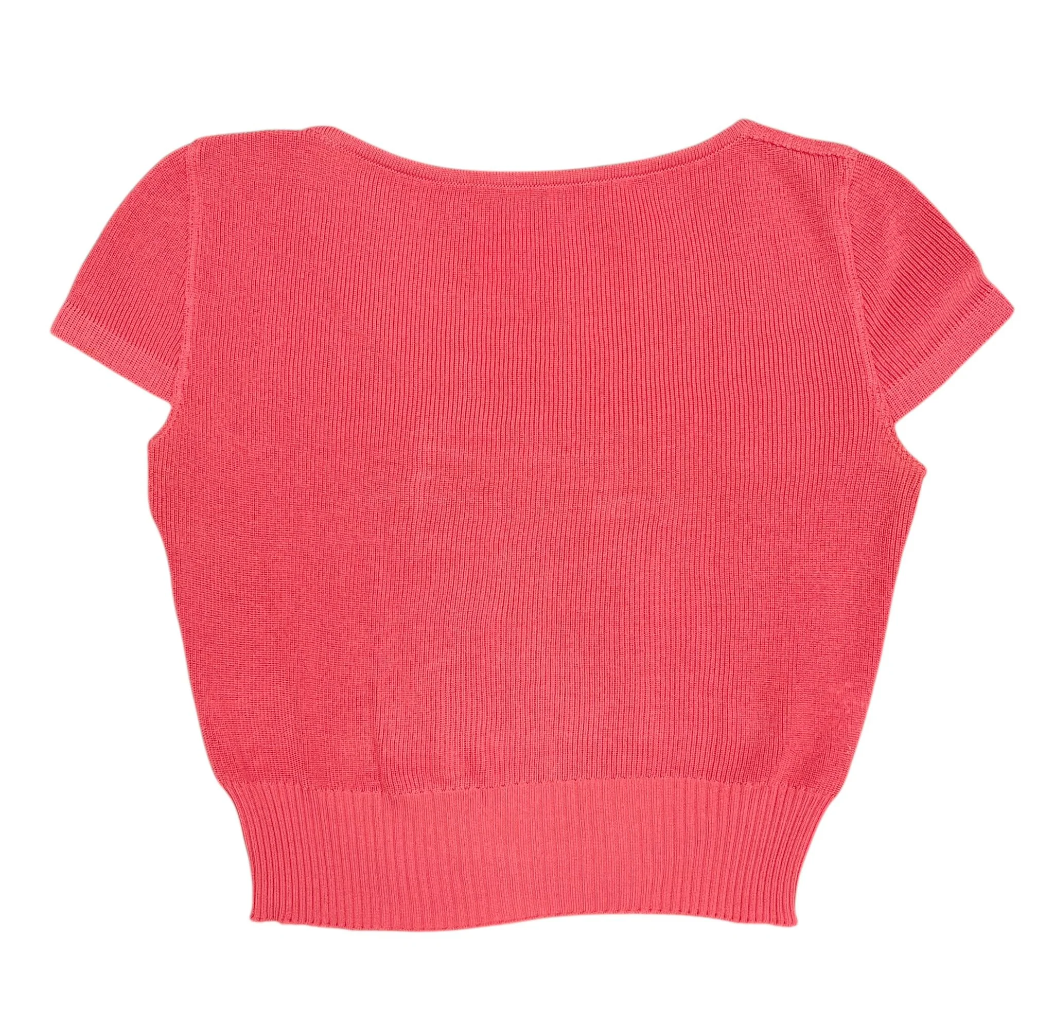 Chanel Dark Pink Ribbed Crop Top - Image 2