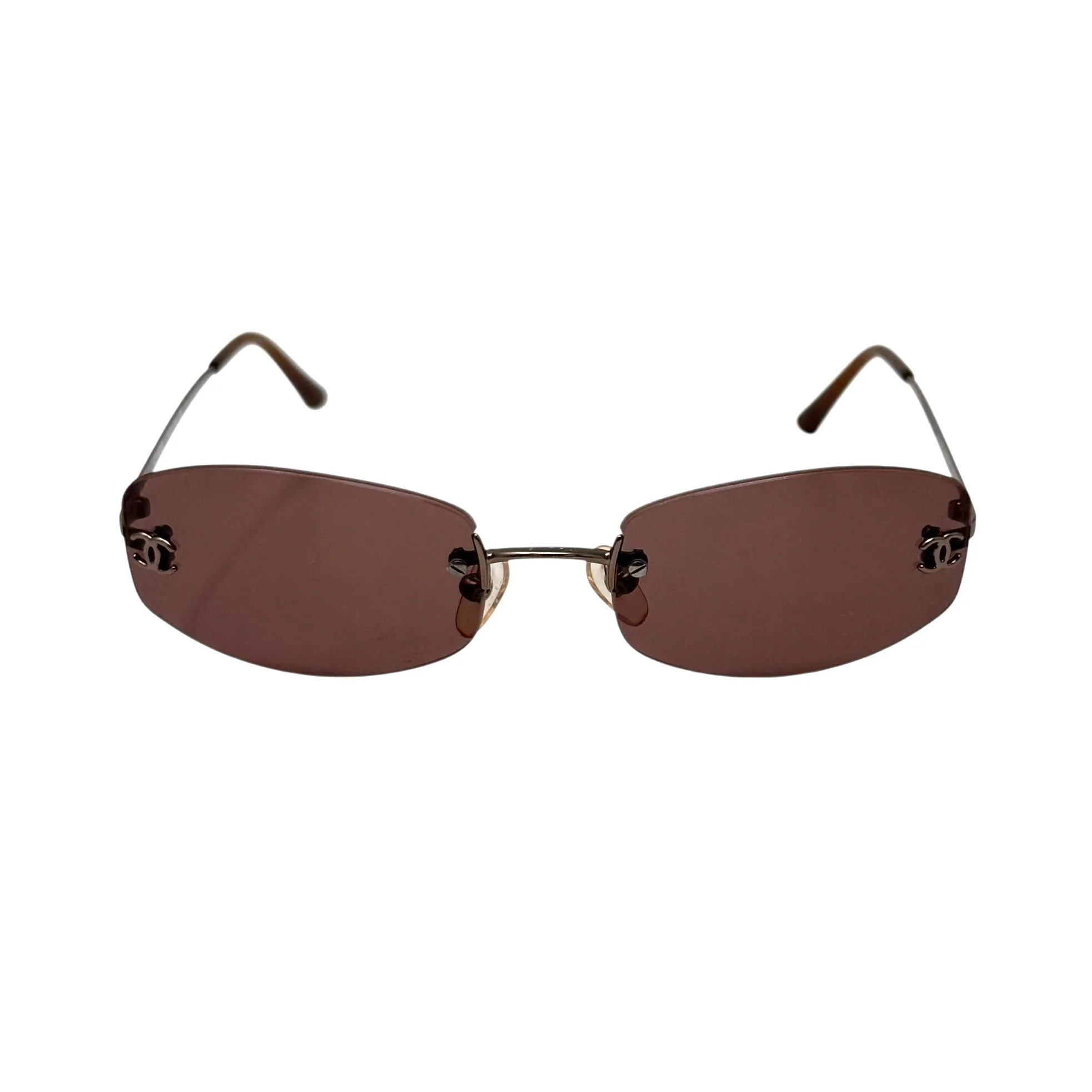 Chanel Dark Purple Mini Rimless Sunglasses - Image 2