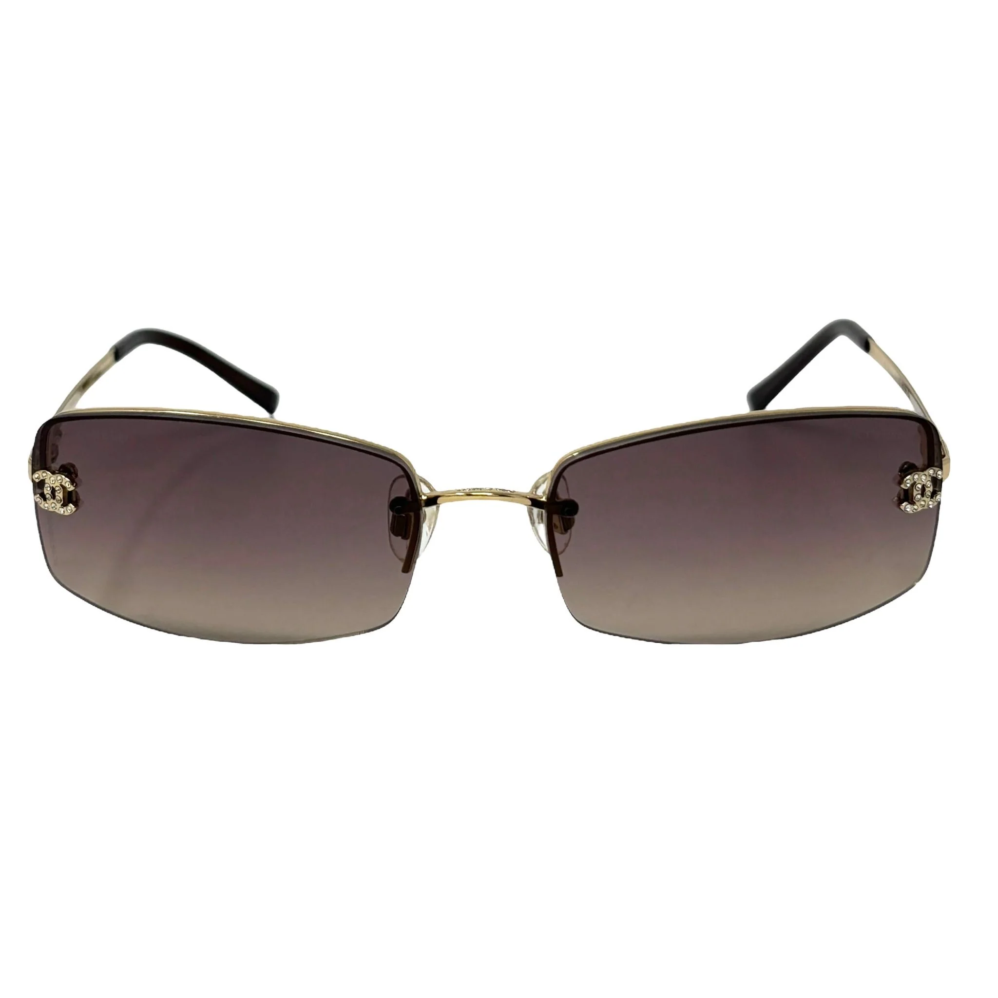 Chanel Deep Purple Mini Rhinestone Rimless Sunglasses
