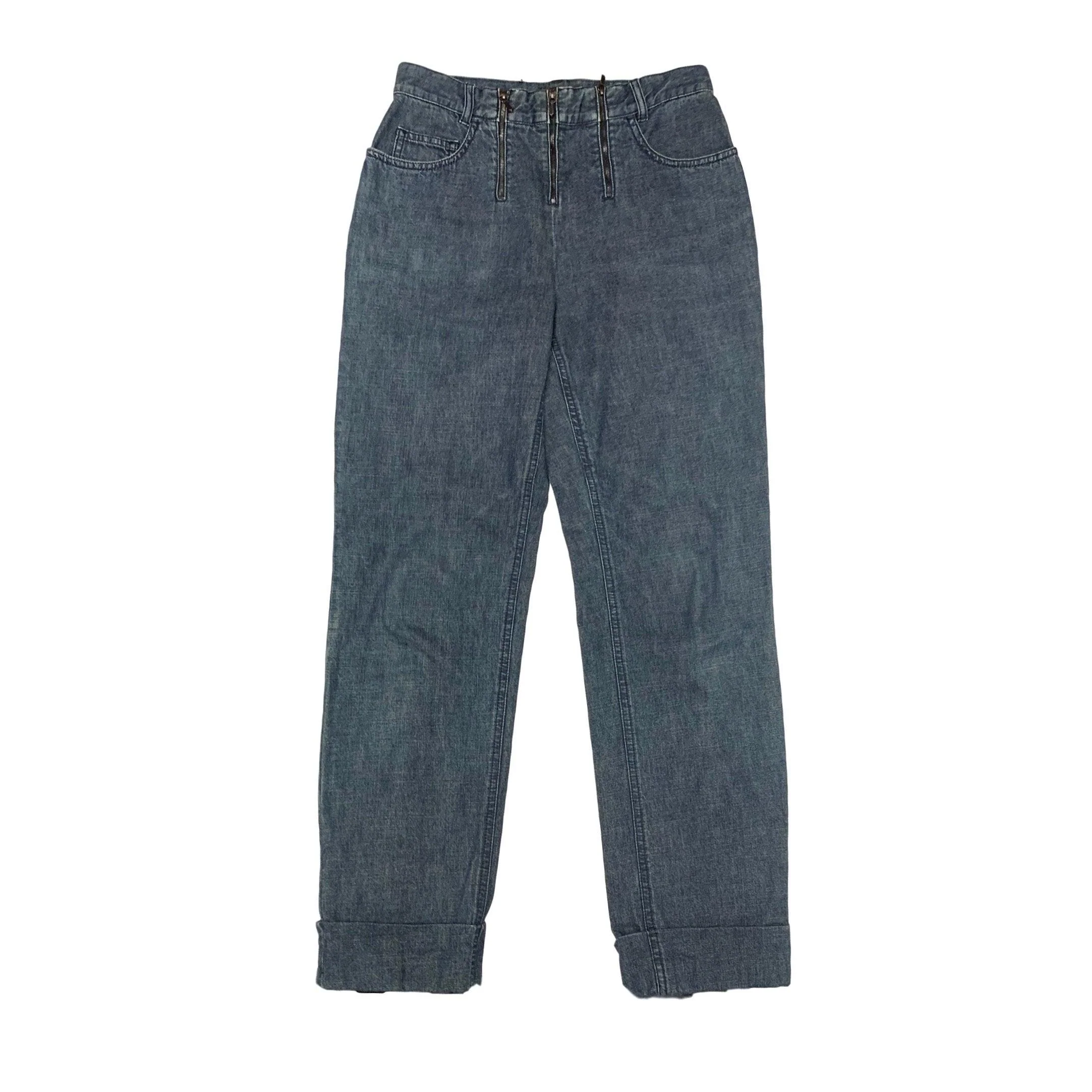 Chanel Denim Front Zip Cuff Jeans - Image 2