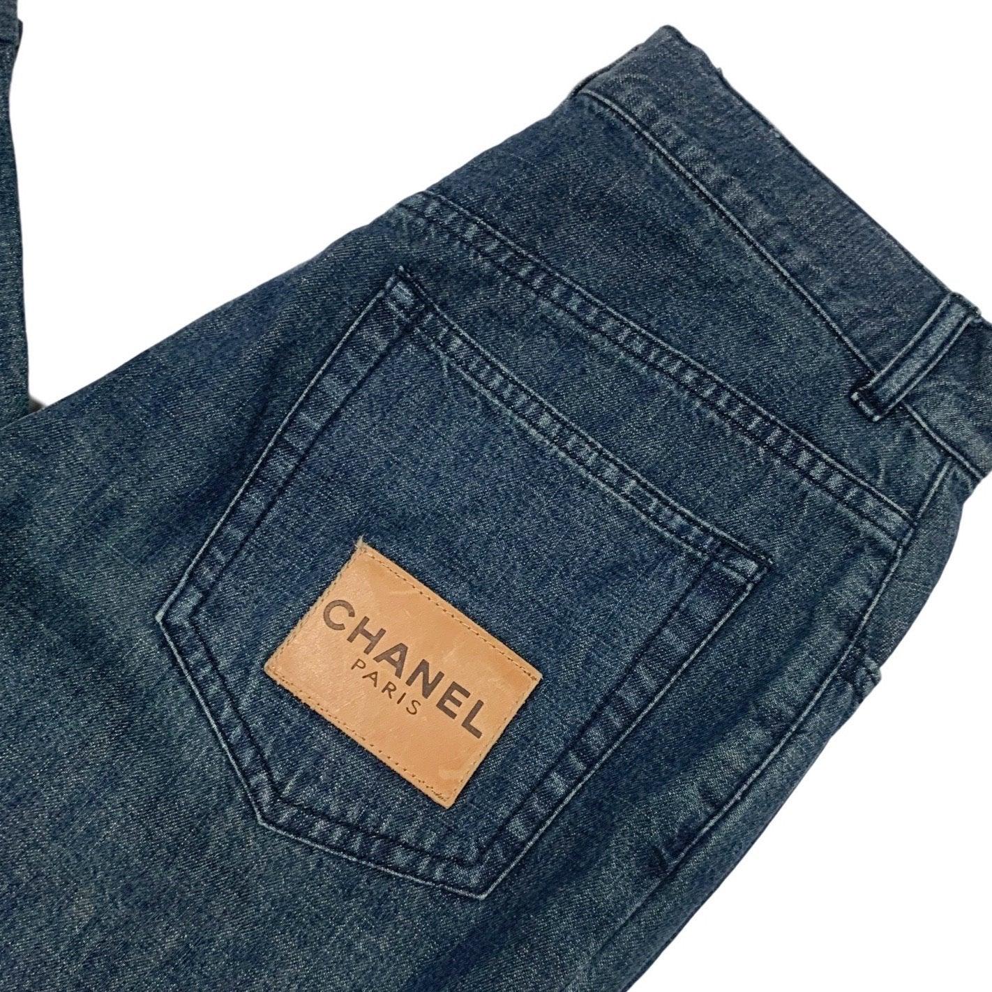 Chanel Denim Front Zip Cuff Jeans - Image 3