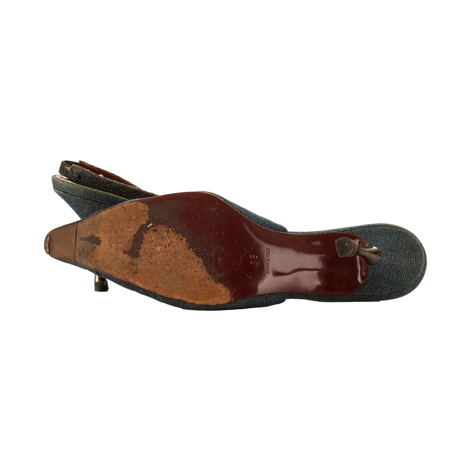 Chanel Denim Grommet Heels - Image 4