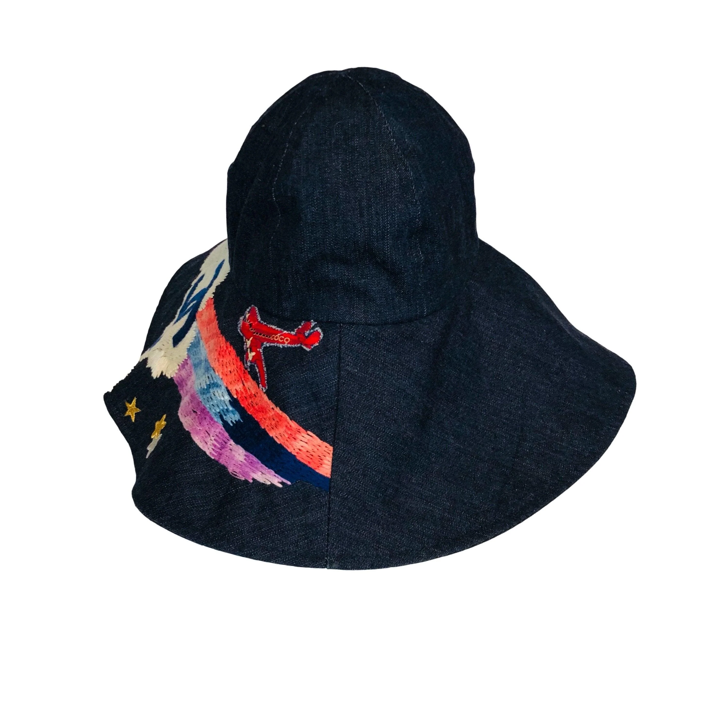 Chanel Denim Jumbo Logo Sun Hat - Image 2