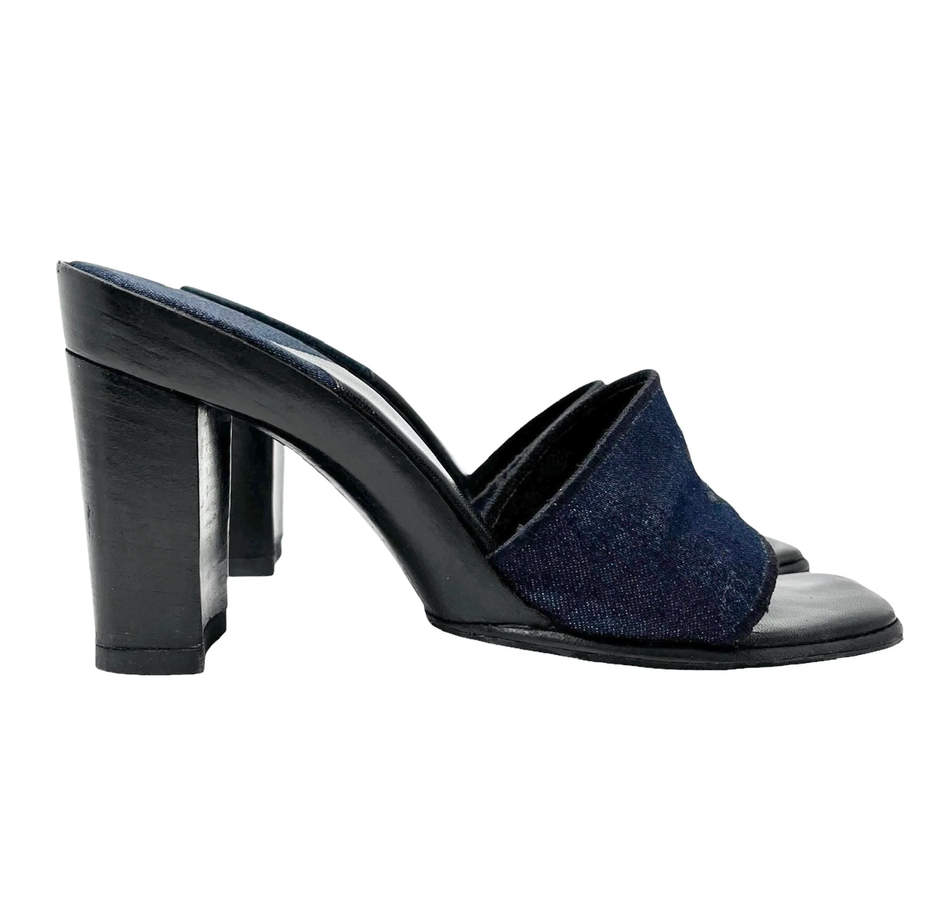 Chanel Denim Logo Block Heels - Image 3