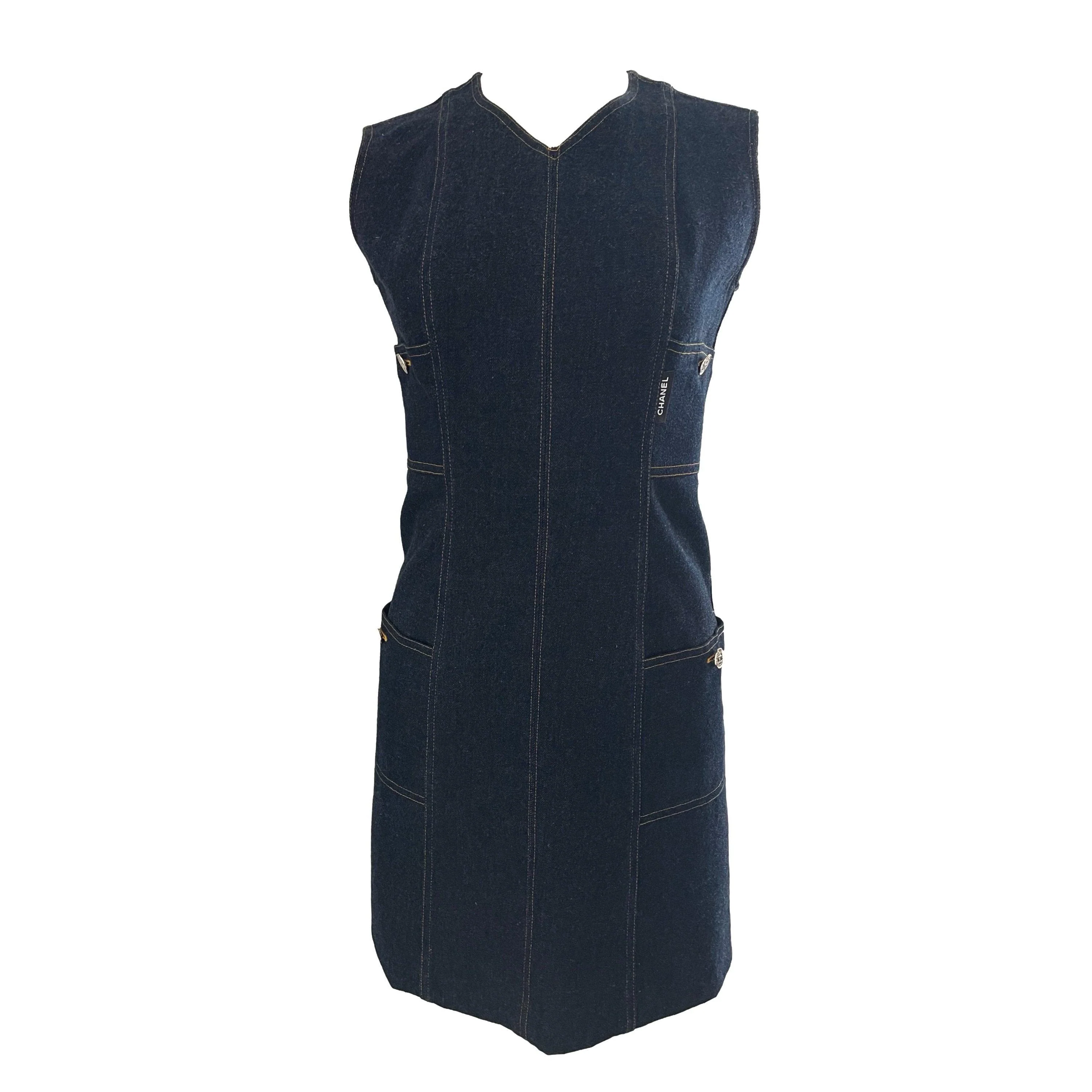 Chanel Denim Logo Button Dress