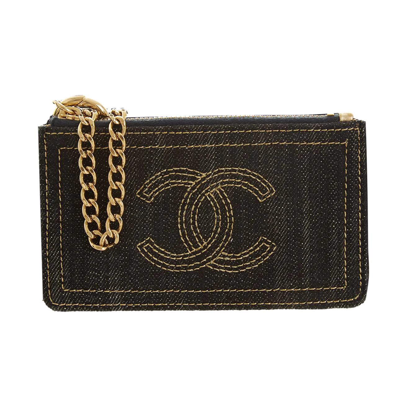 Chanel Denim Logo Chain Wallet