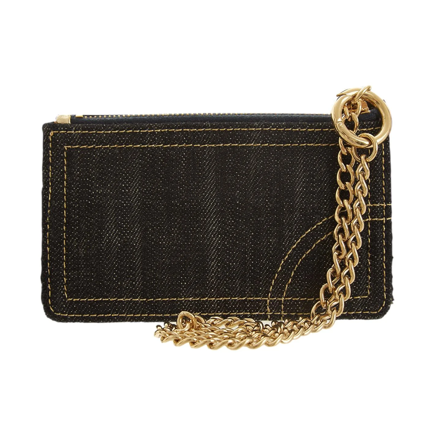 Chanel Denim Logo Chain Wallet - Image 2