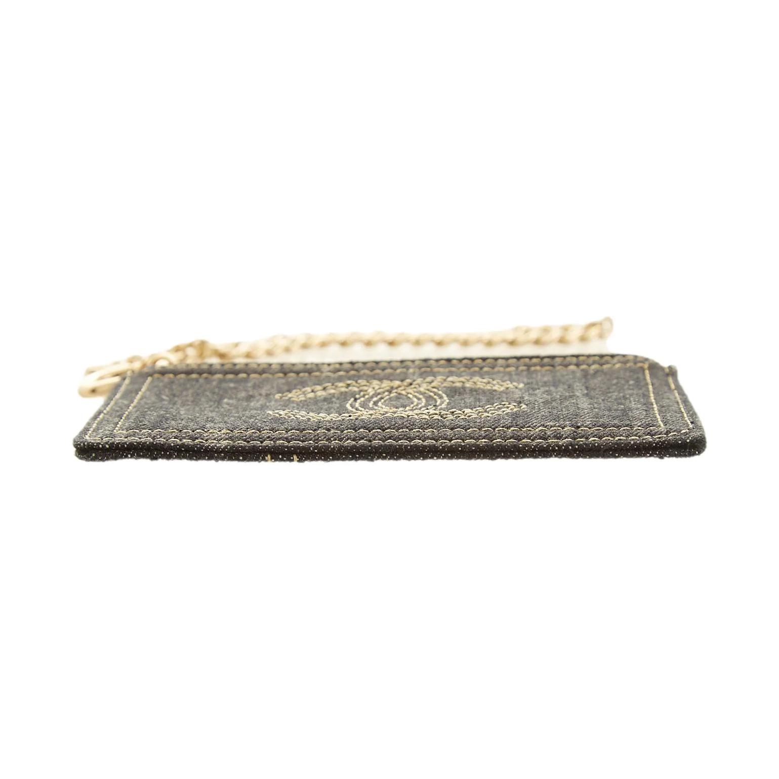 Chanel Denim Logo Chain Wallet - Image 3