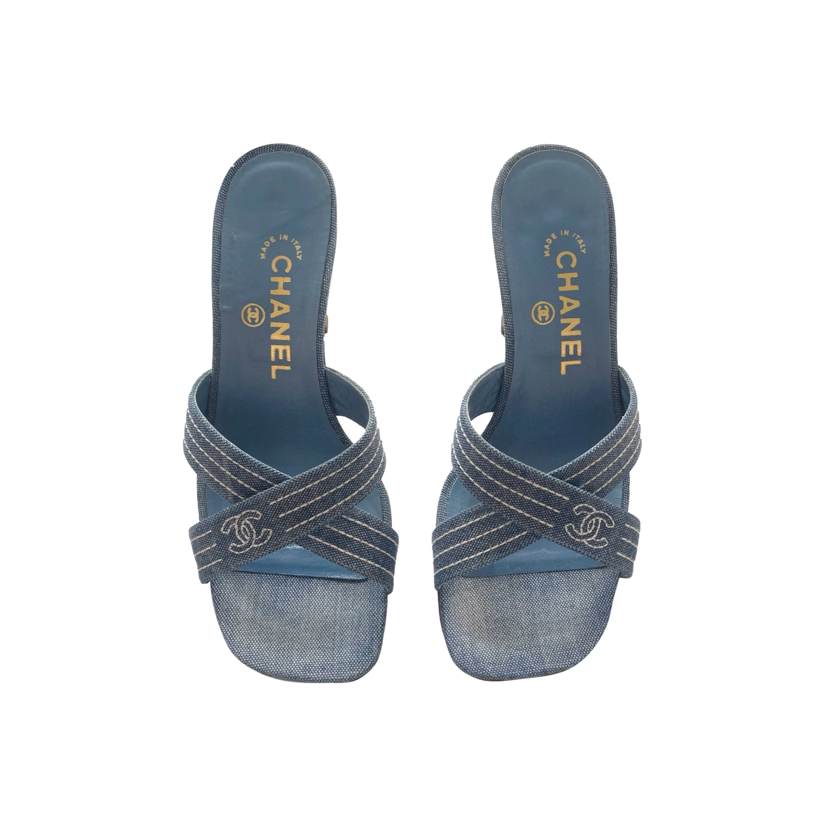 Chanel Denim Logo Heels