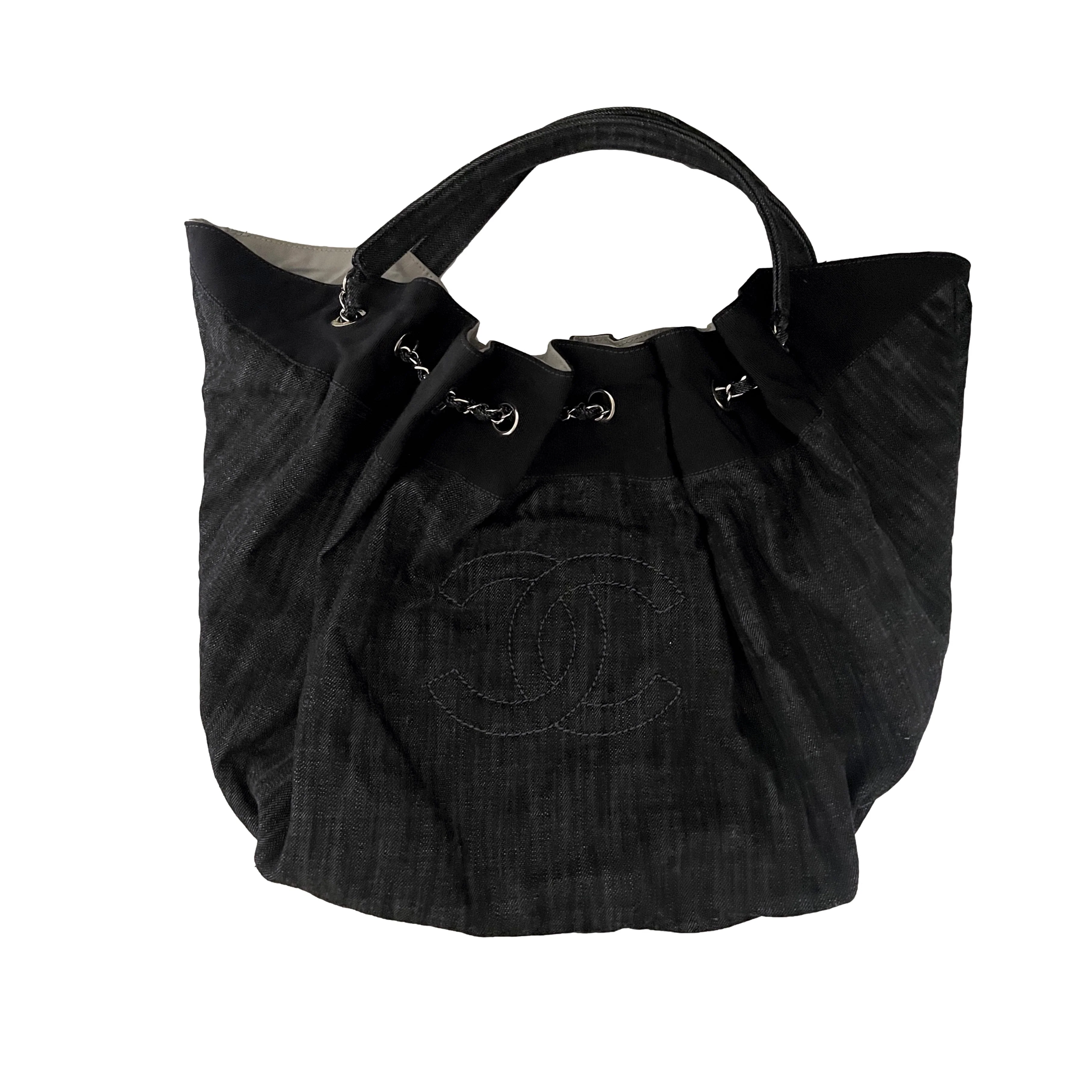 Chanel Denim Logo Hobo Bag