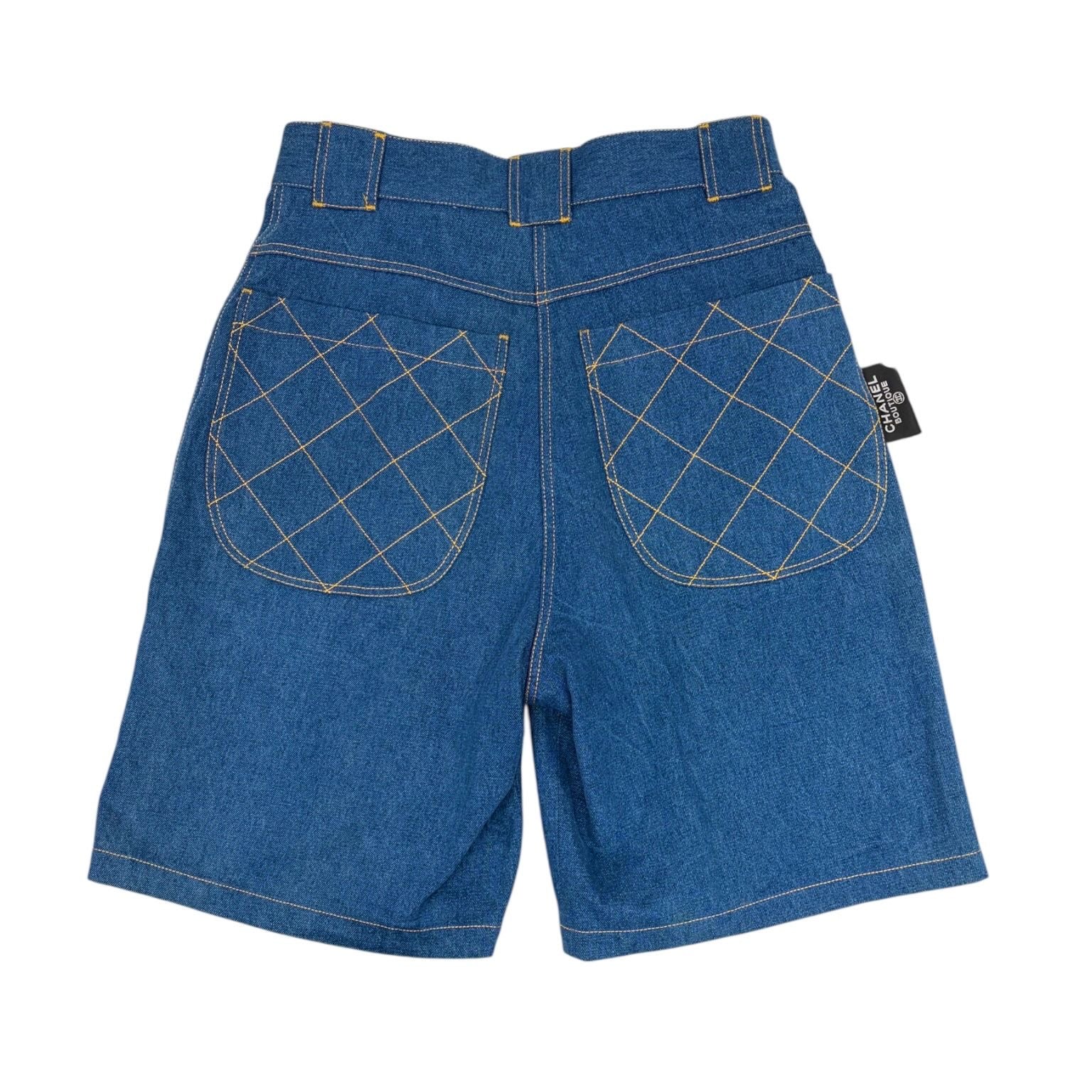 Chanel 1994 Denim Logo Oversized Shorts - Image 2