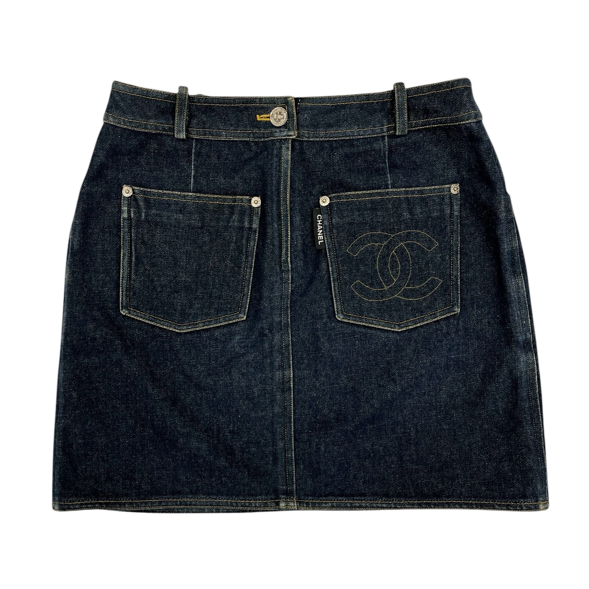 Chanel Denim Logo Pocket Skirt