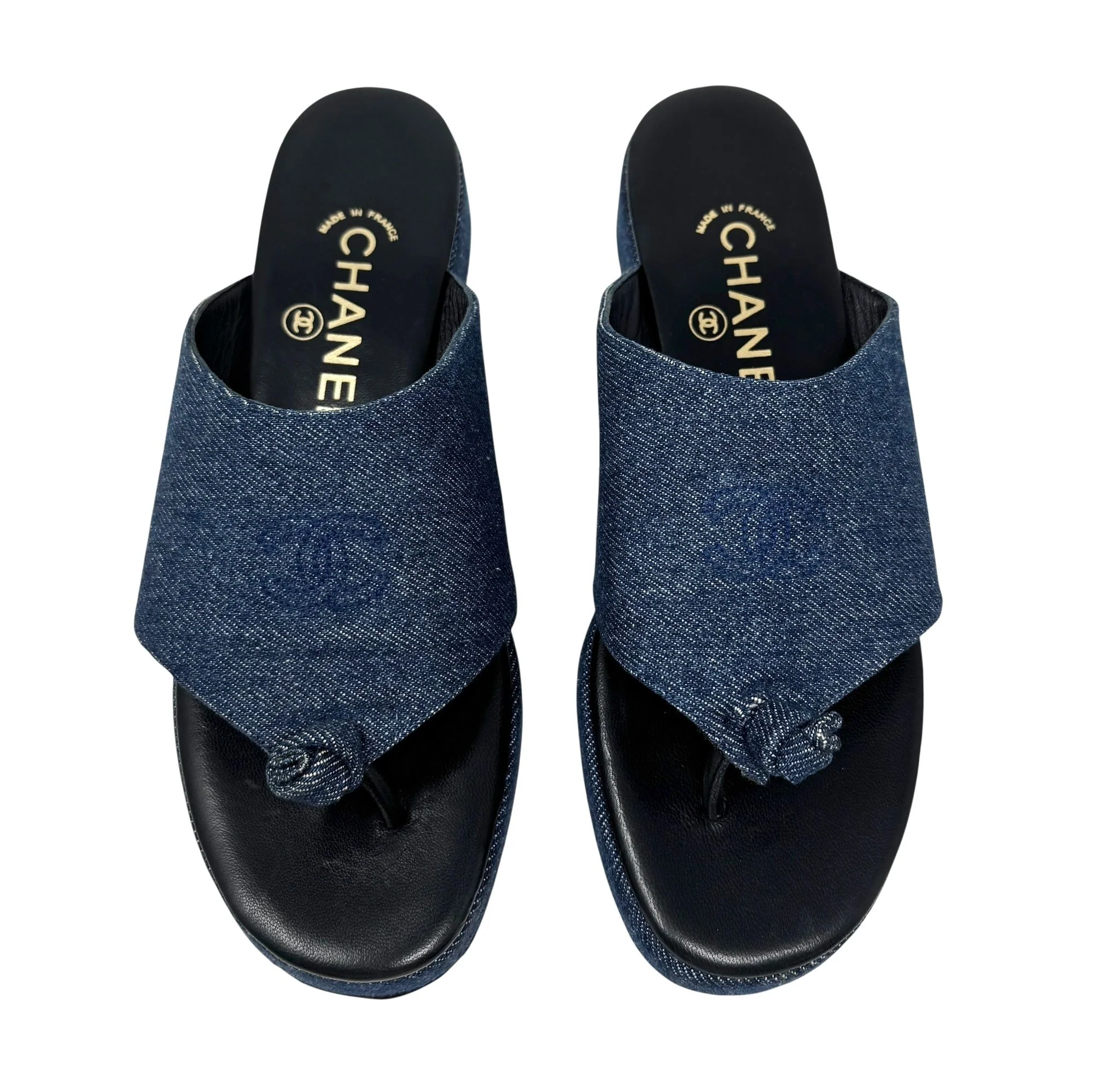 Chanel Denim Logo Sandals