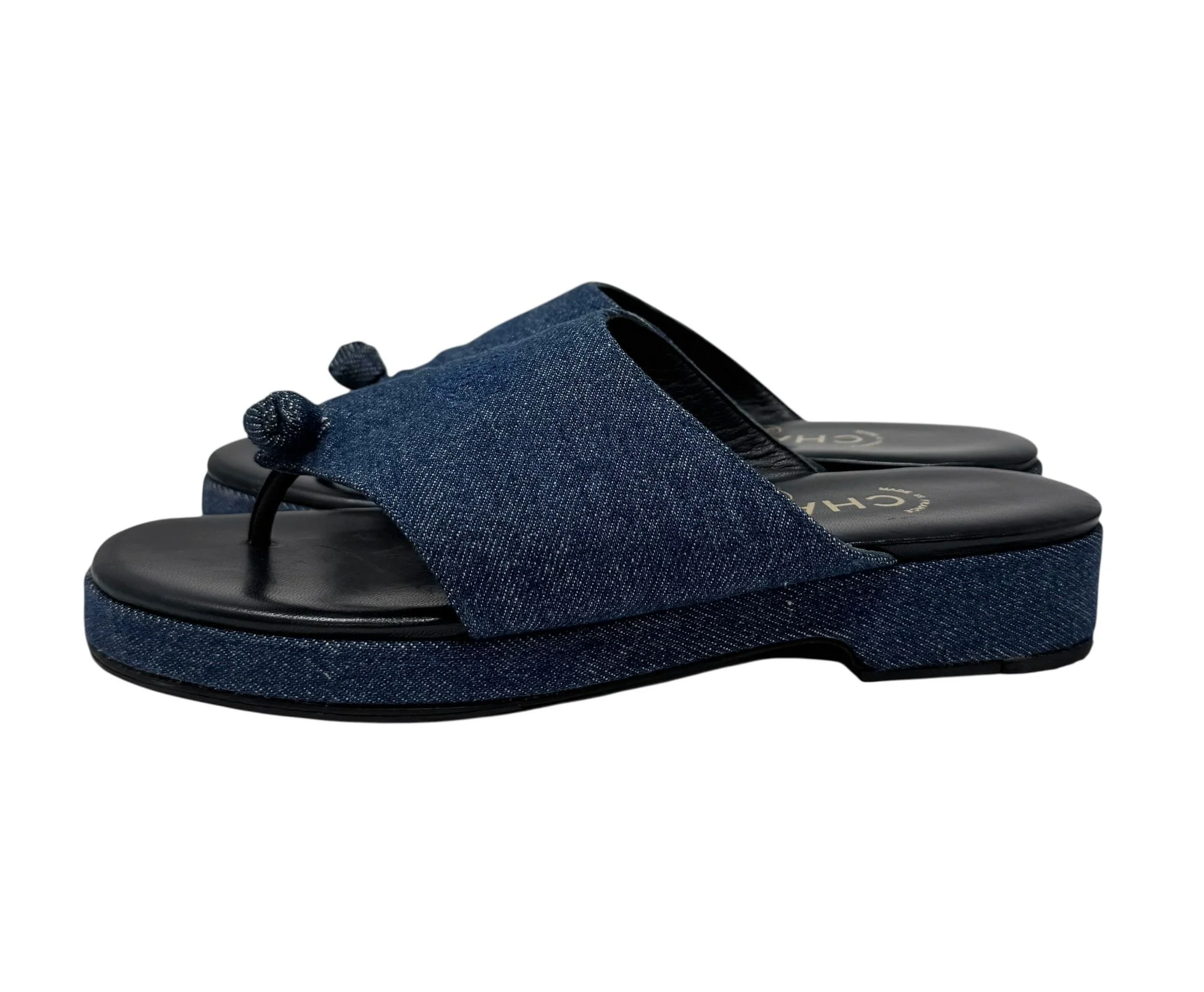 Chanel Denim Logo Sandals - Image 2