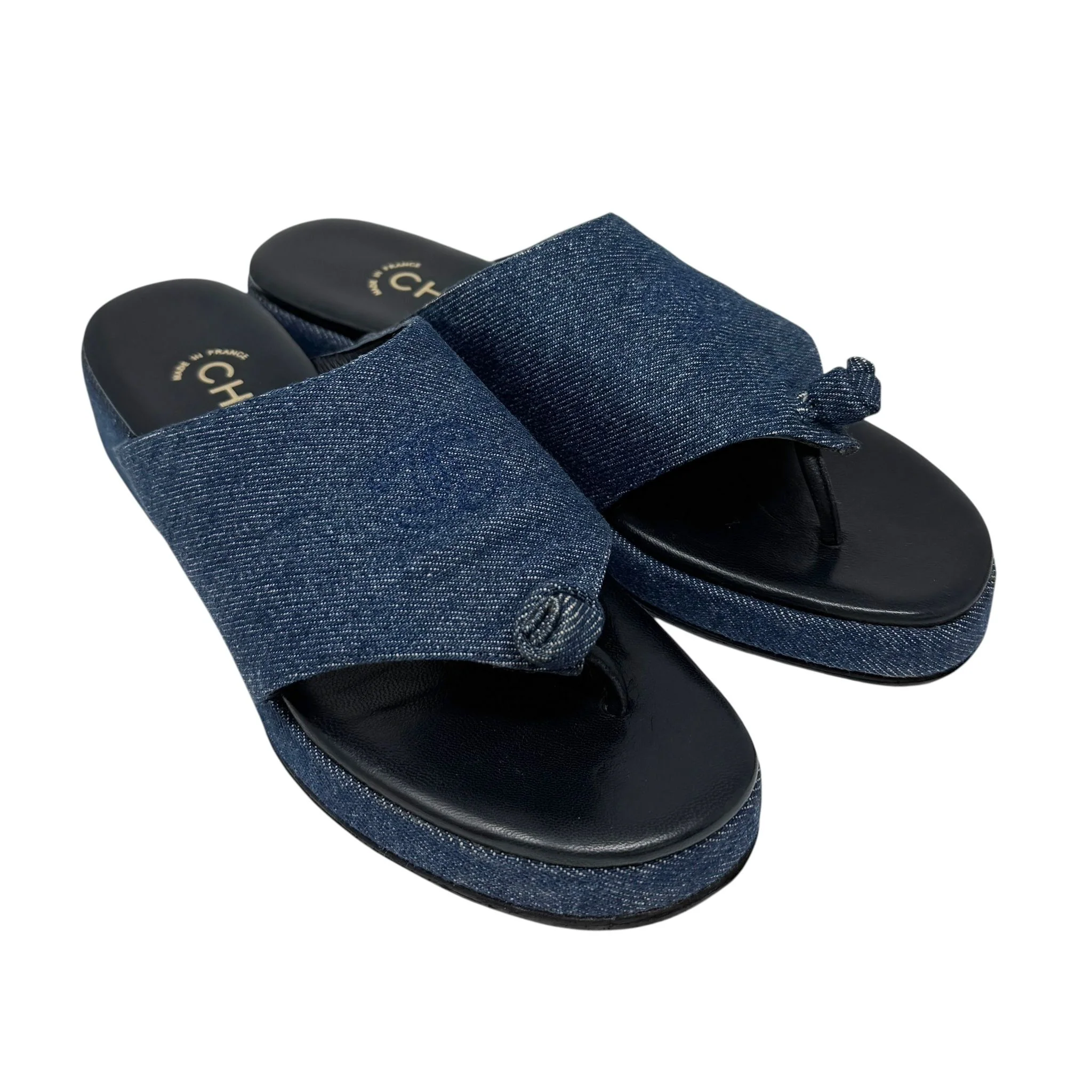 Chanel Denim Logo Sandals - Image 3