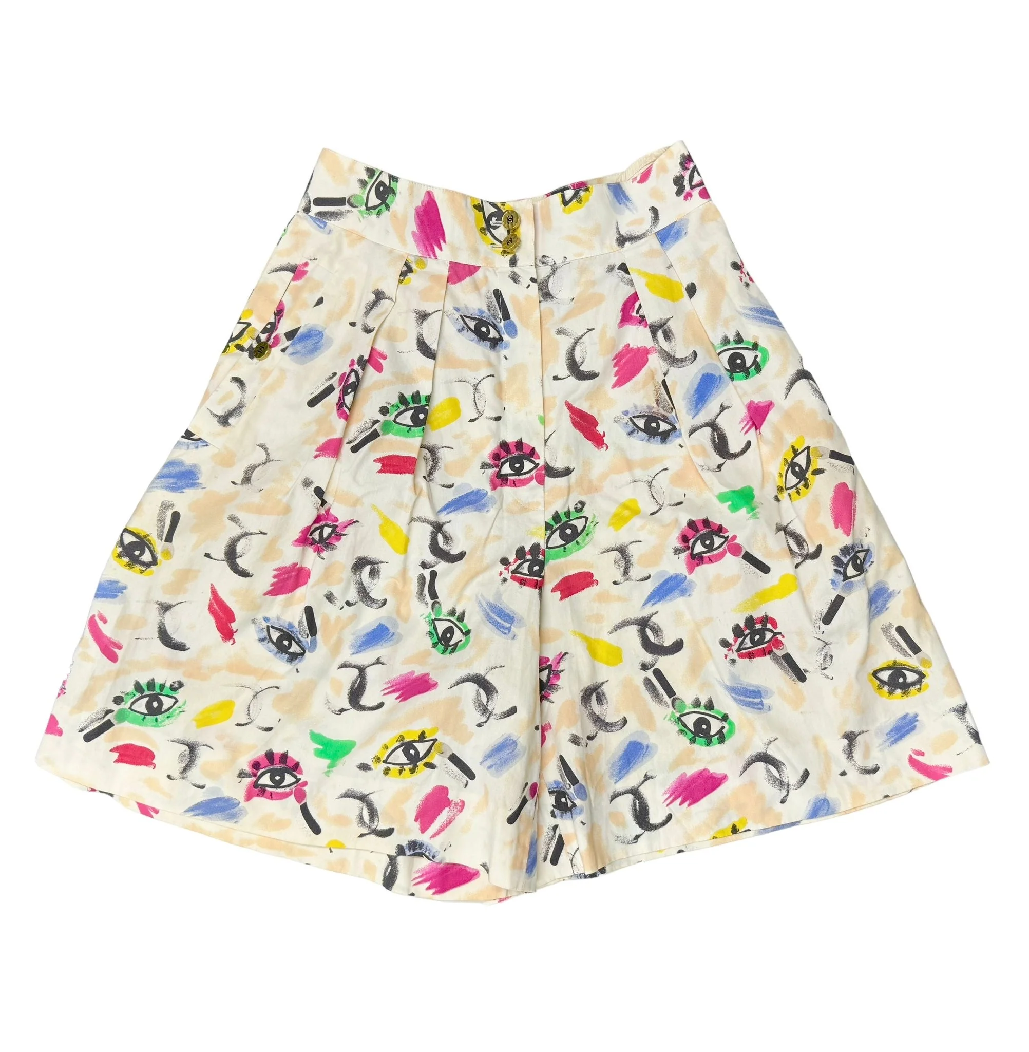 Chanel Multicolor Eye Logo Print Shorts