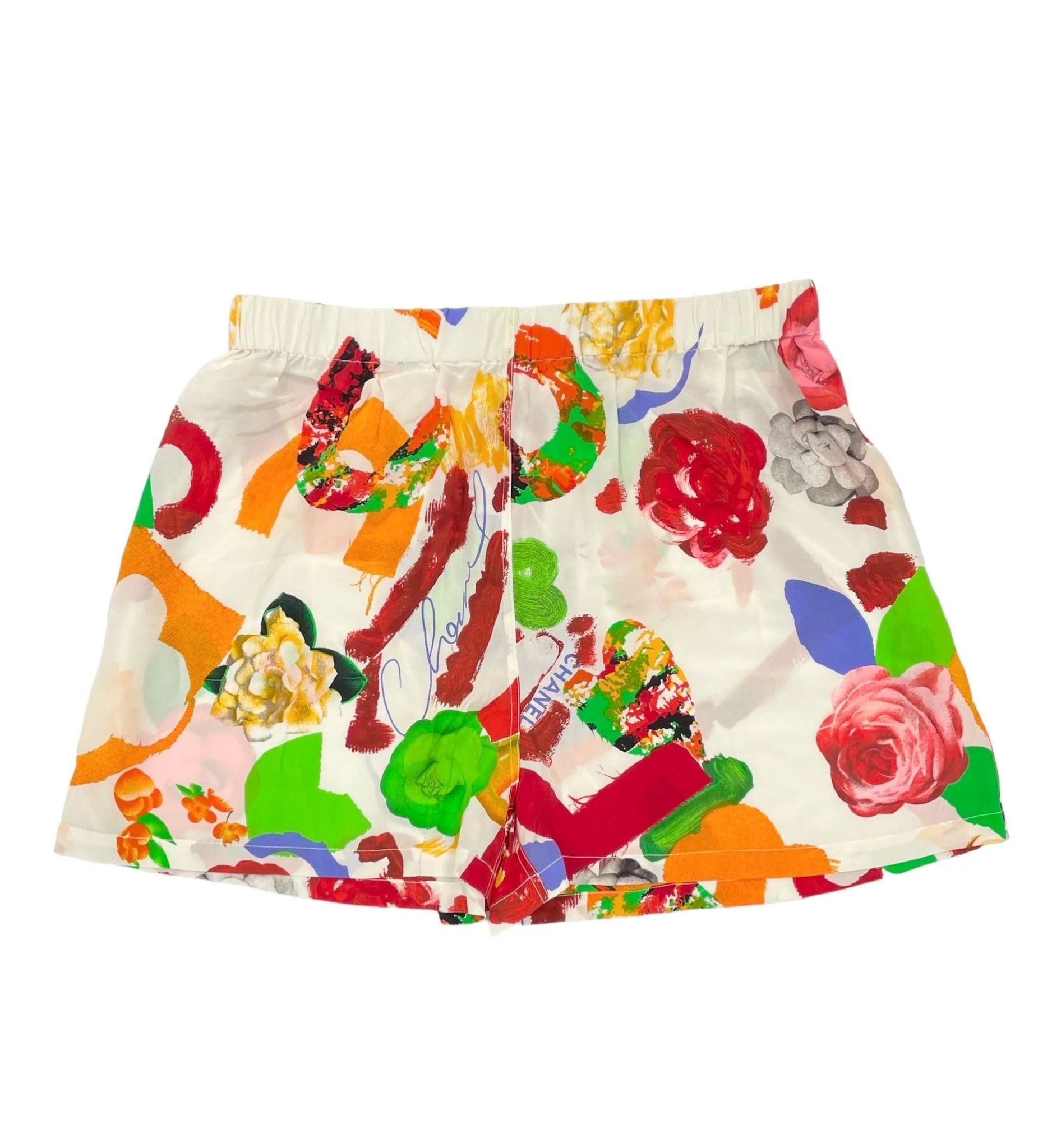 Chanel Floral Logo Silk Shorts