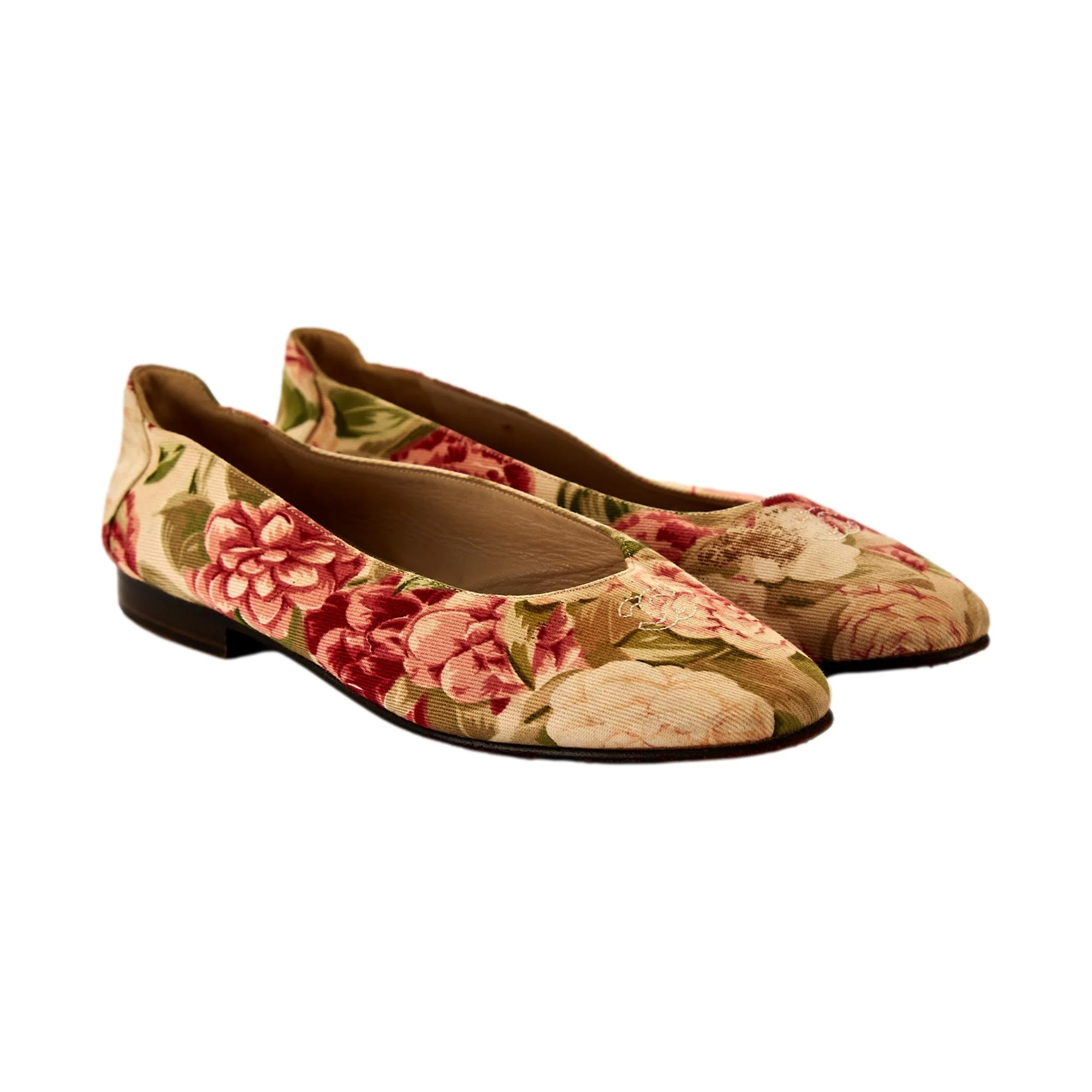 Chanel Floral Print Logo Flats - Image 2