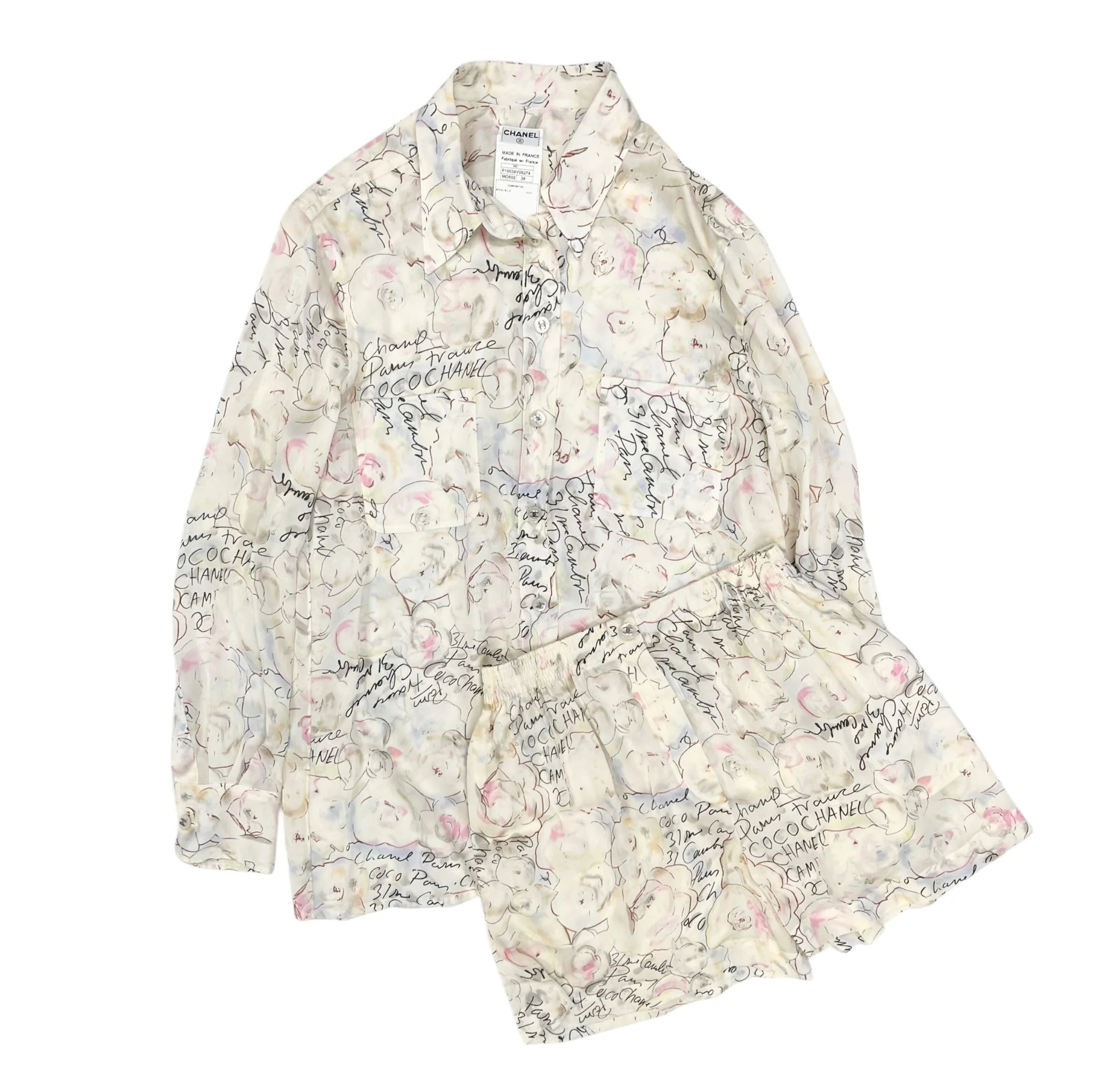 Chanel Floral Print Silk Short Set