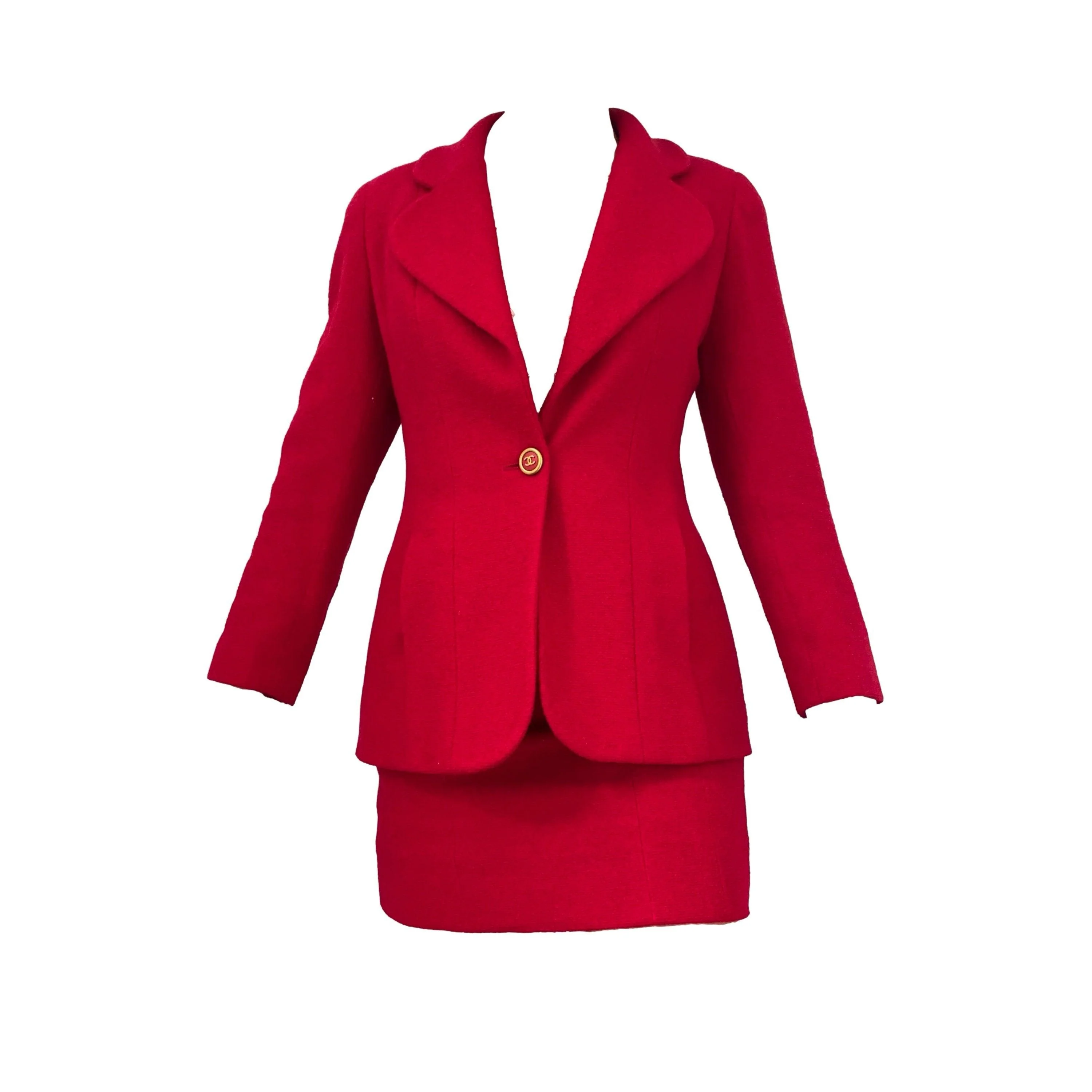 Chanel Fuchsia Tweed Mini Skirt Set