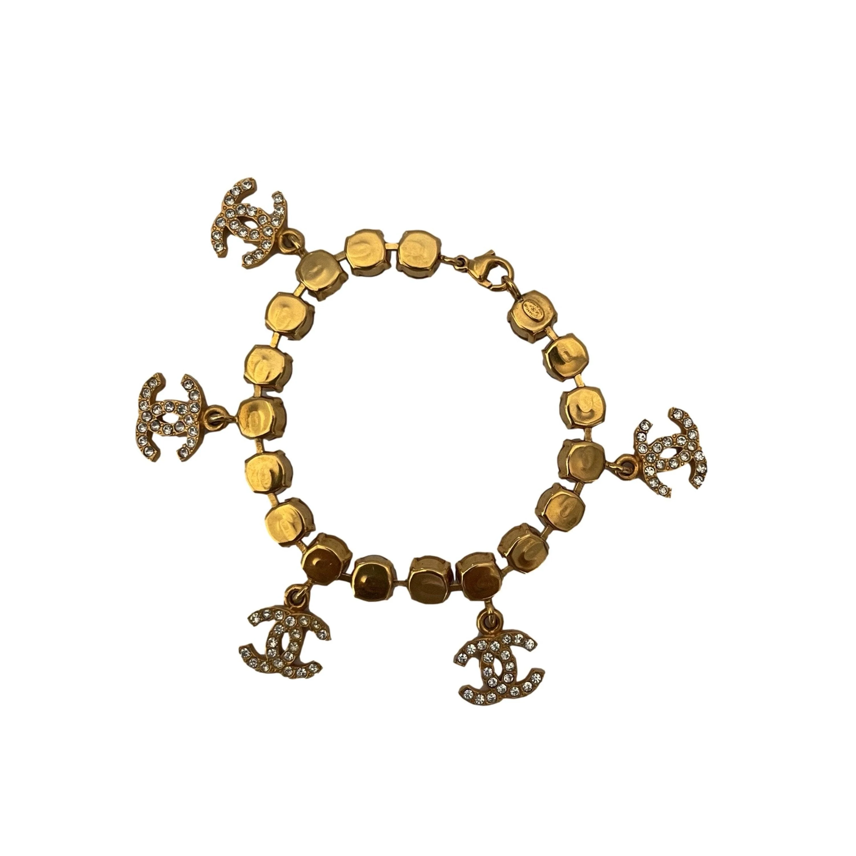 Chanel Gold Crystal Charm Bracelet - Image 2