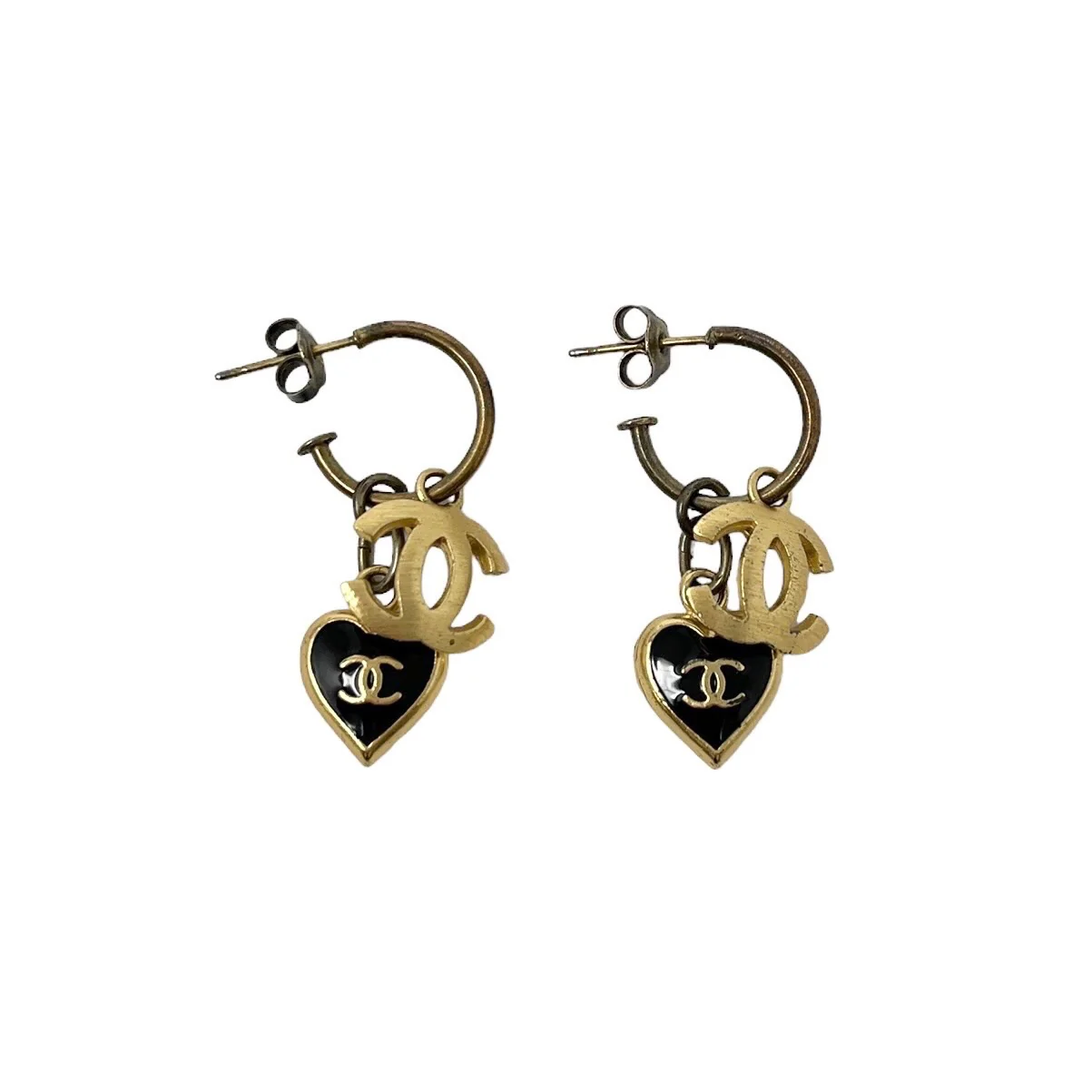 Chanel Gold Drop Heart Earrings