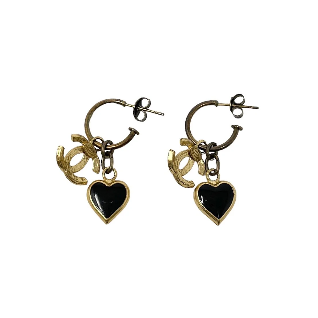 Chanel Gold Drop Heart Earrings - Image 2