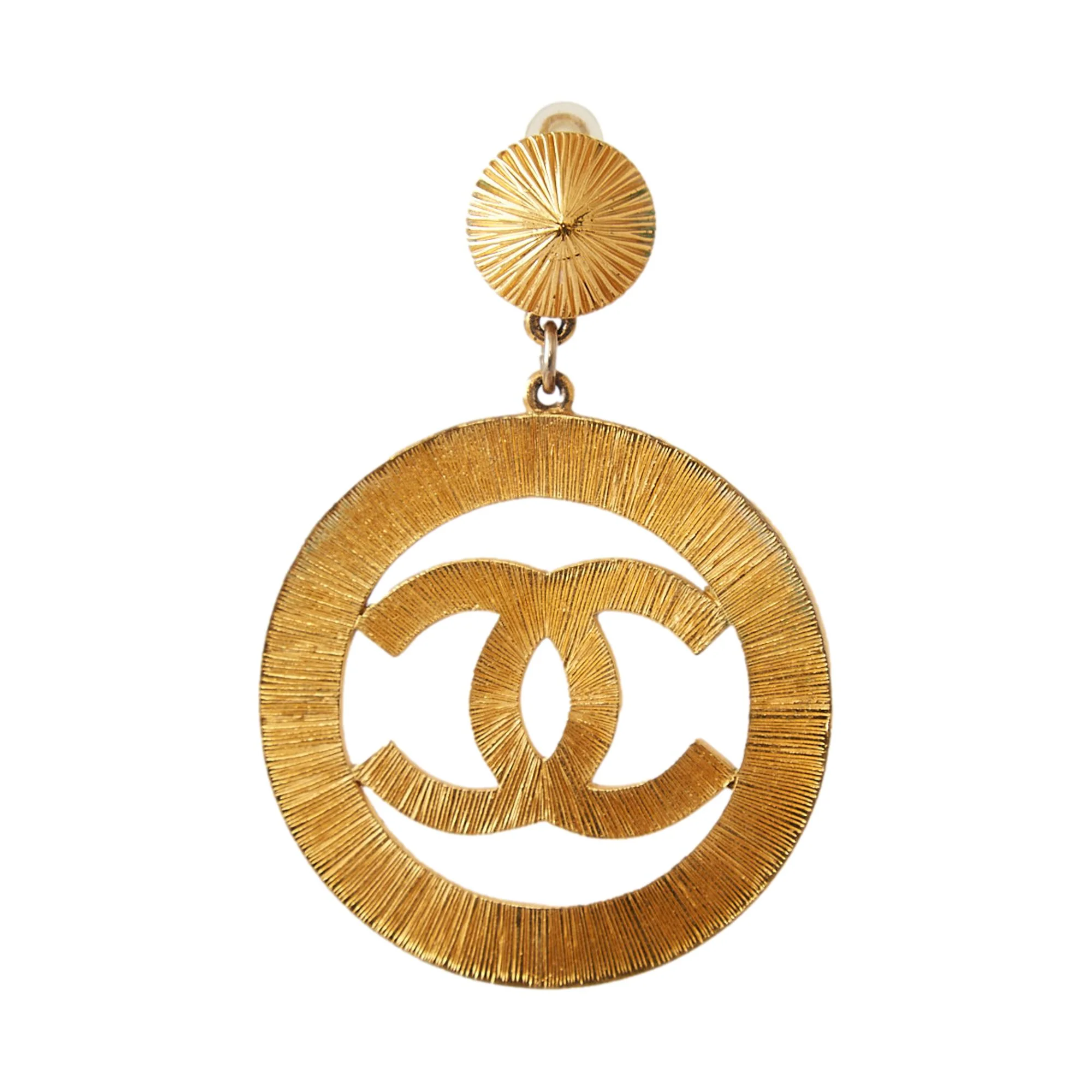 Chanel Gold Jumbo Logo Earrings - Image 2