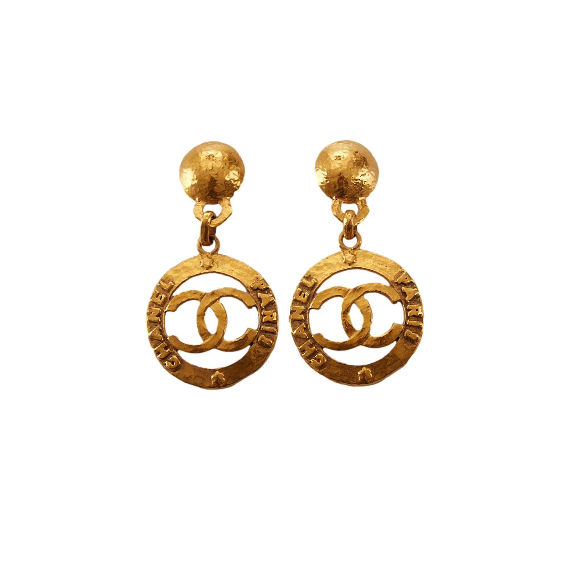 Chanel Gold Jumbo Logo Earrings