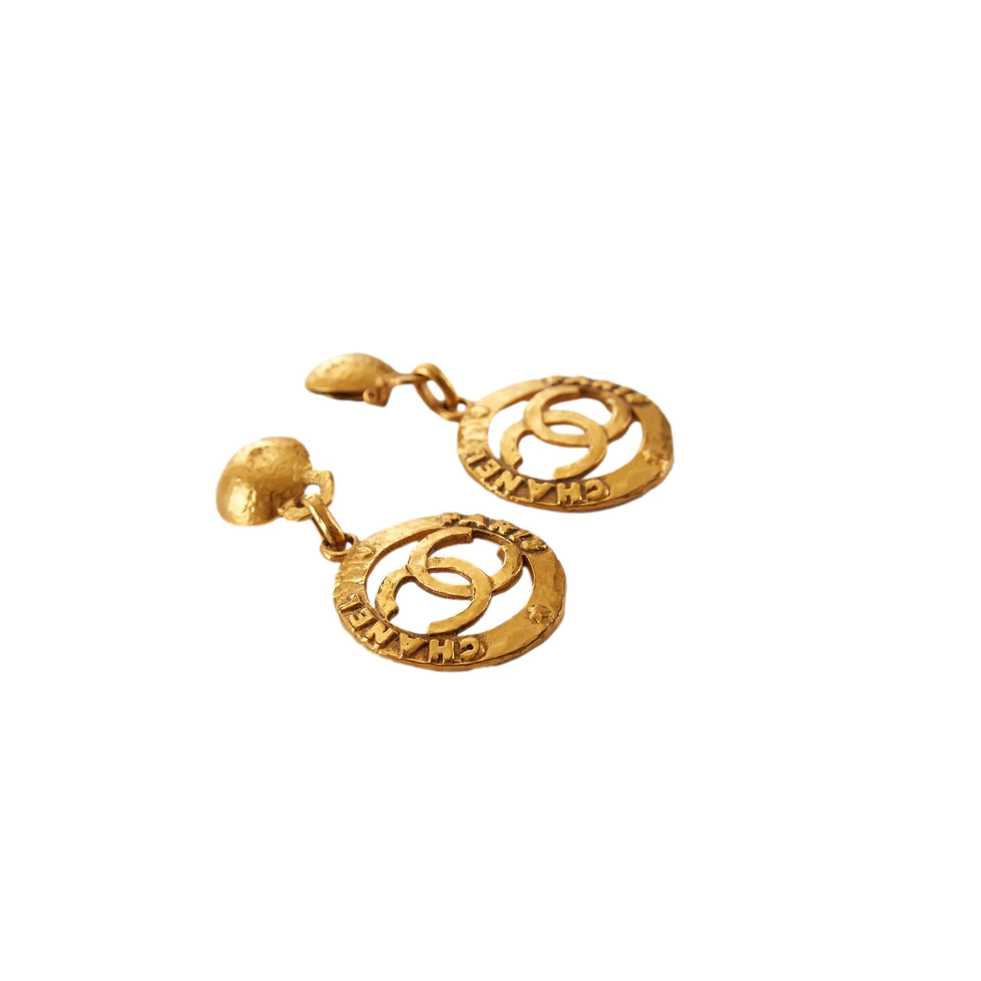 Chanel Gold Jumbo Logo Earrings - Image 2