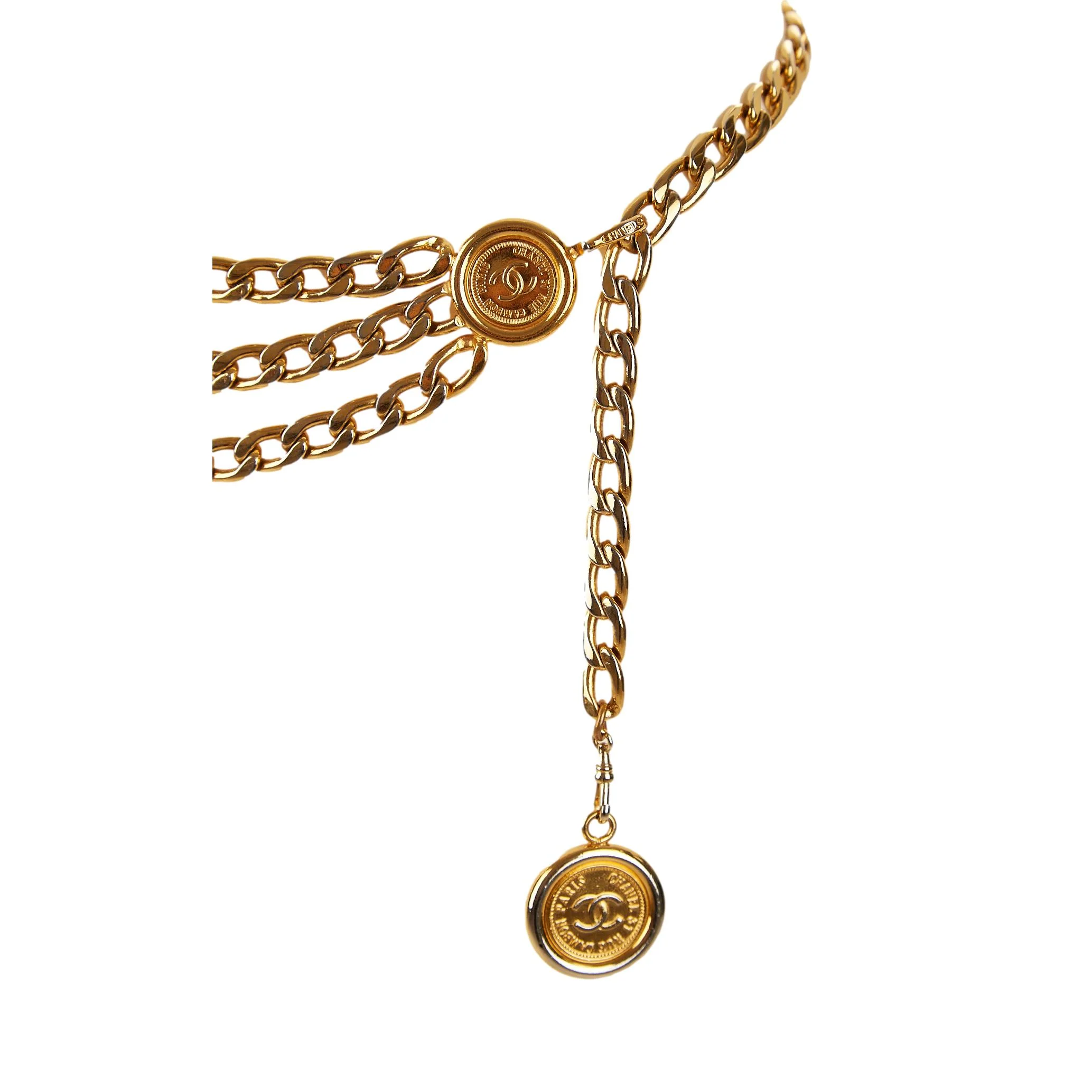 Chanel Gold Logo Medallion Chain Drop Belt - Image 2