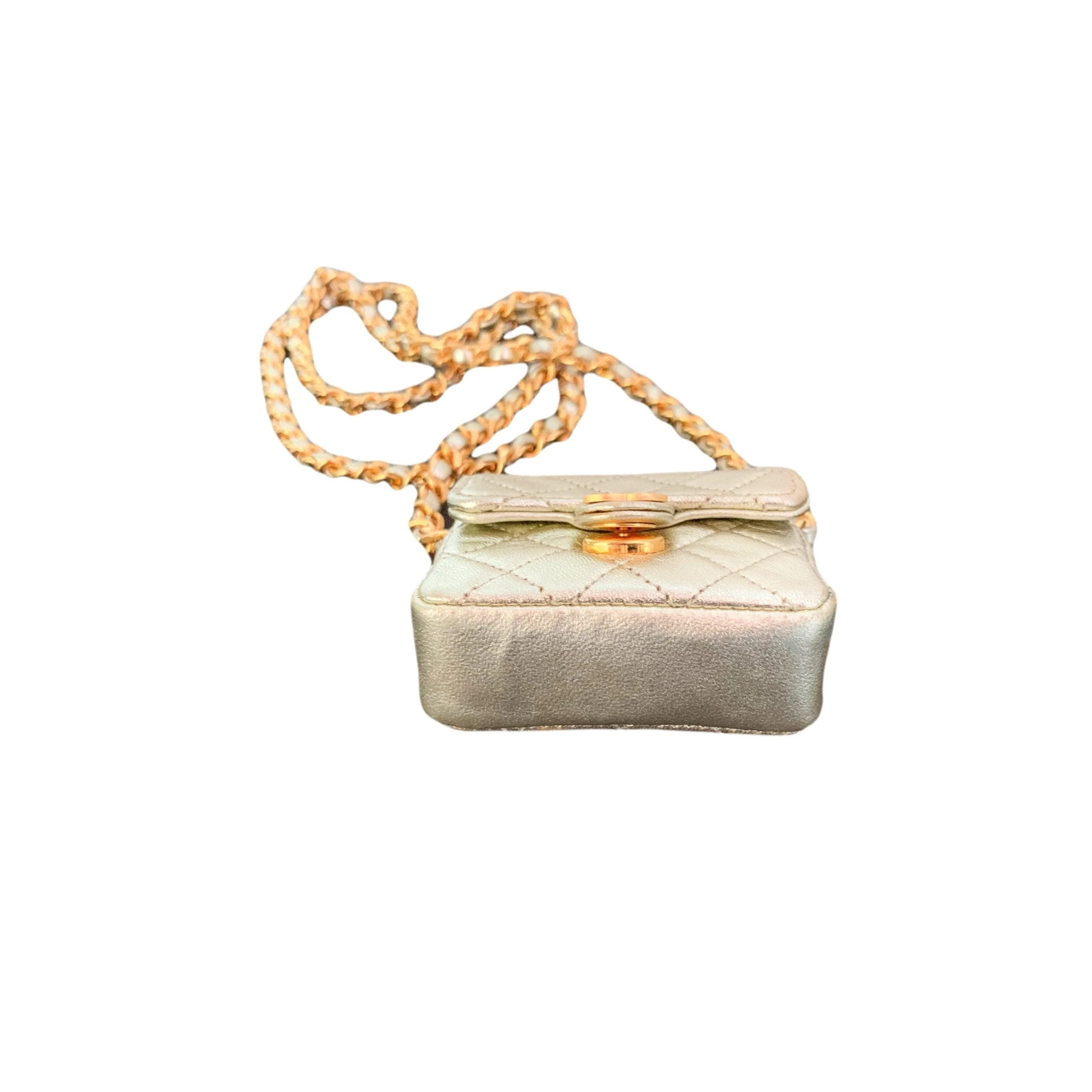 Chanel Gold Micro Chain Bag - Image 2