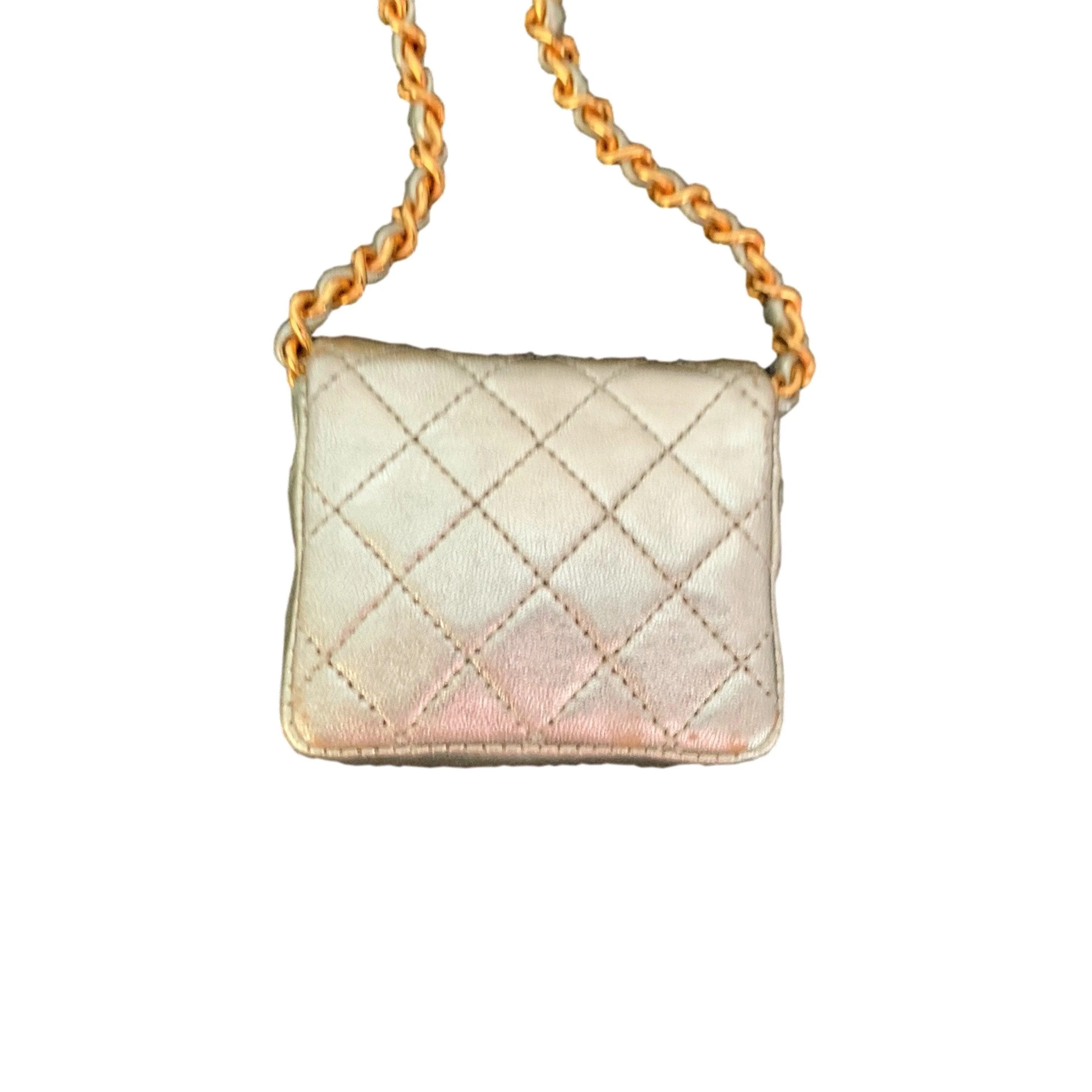 Chanel Gold Micro Chain Bag - Image 3