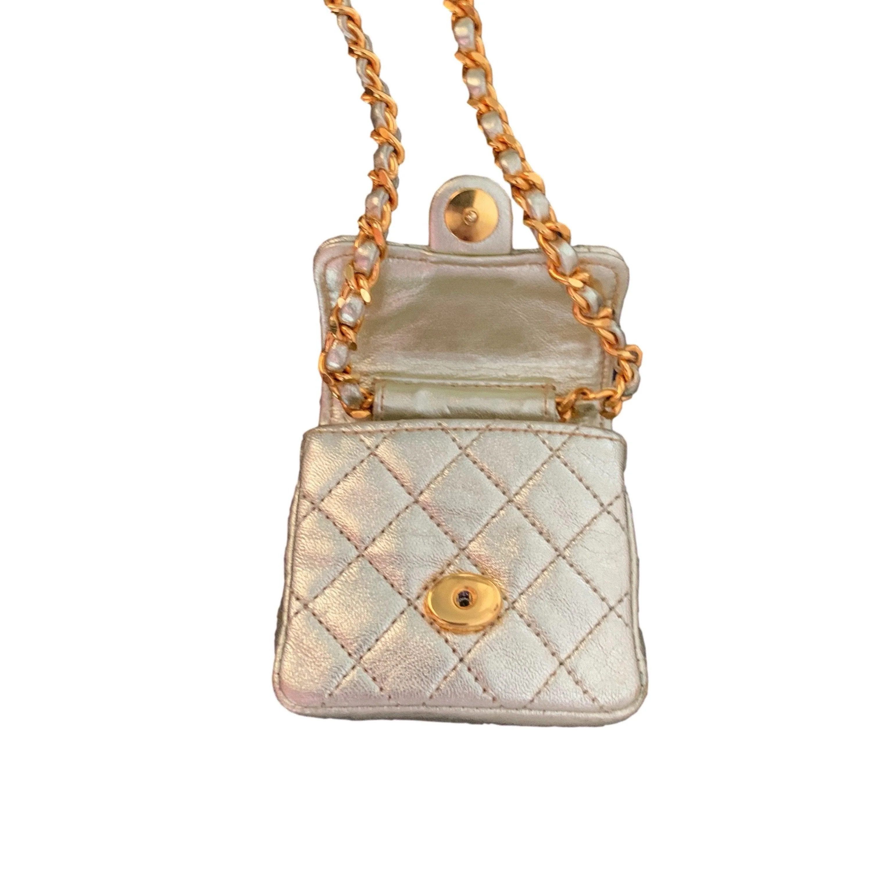 Chanel Gold Micro Chain Bag - Image 4