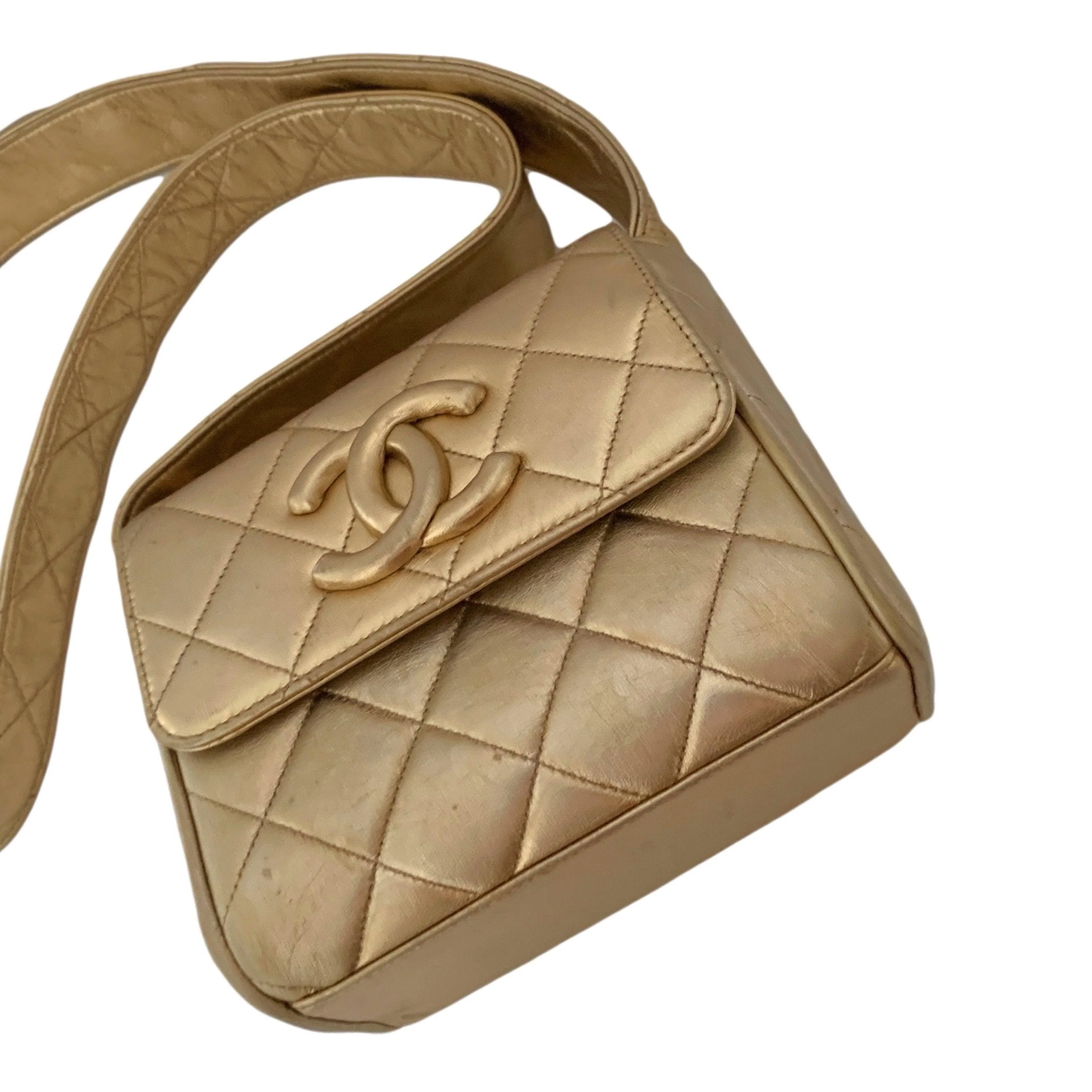 Chanel Gold Mini Quilted Crossbody - Image 2