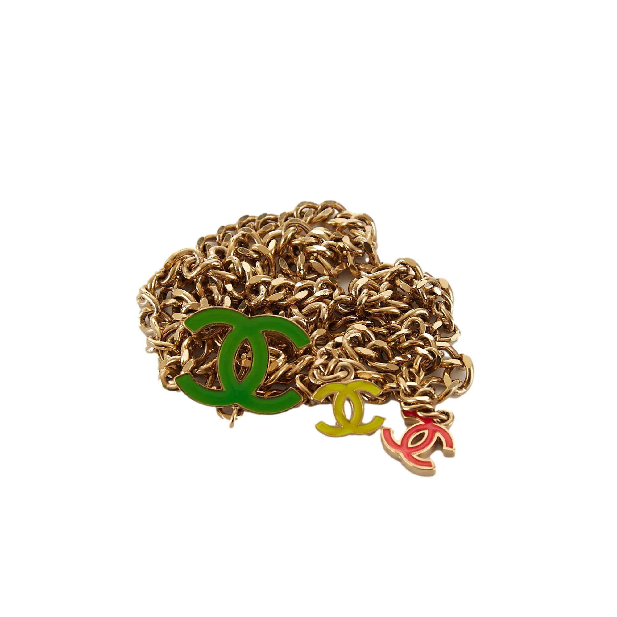Chanel Gold Multicolor Logo Chain Belt - Image 2
