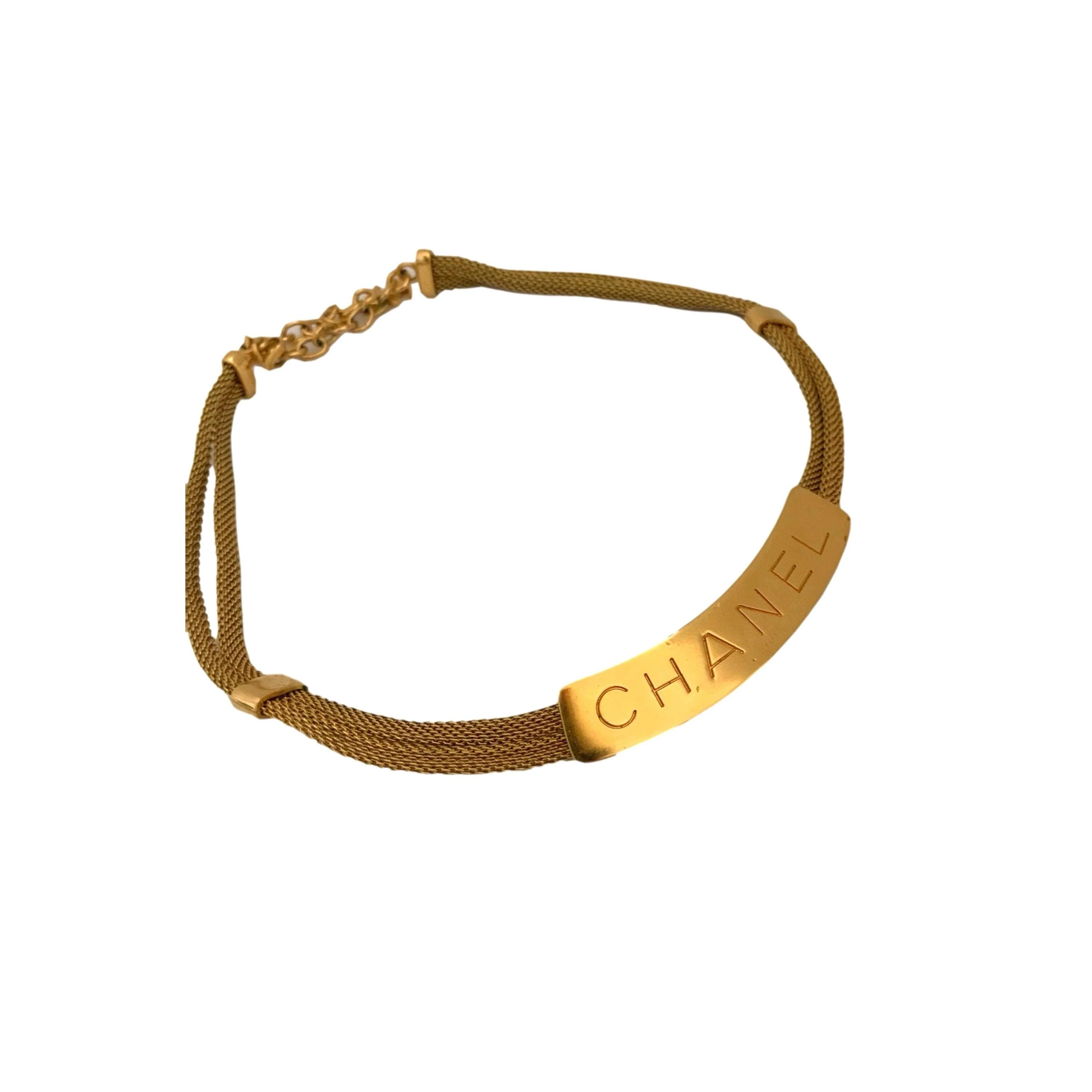 Chanel Gold Nameplate Necklace - Image 2