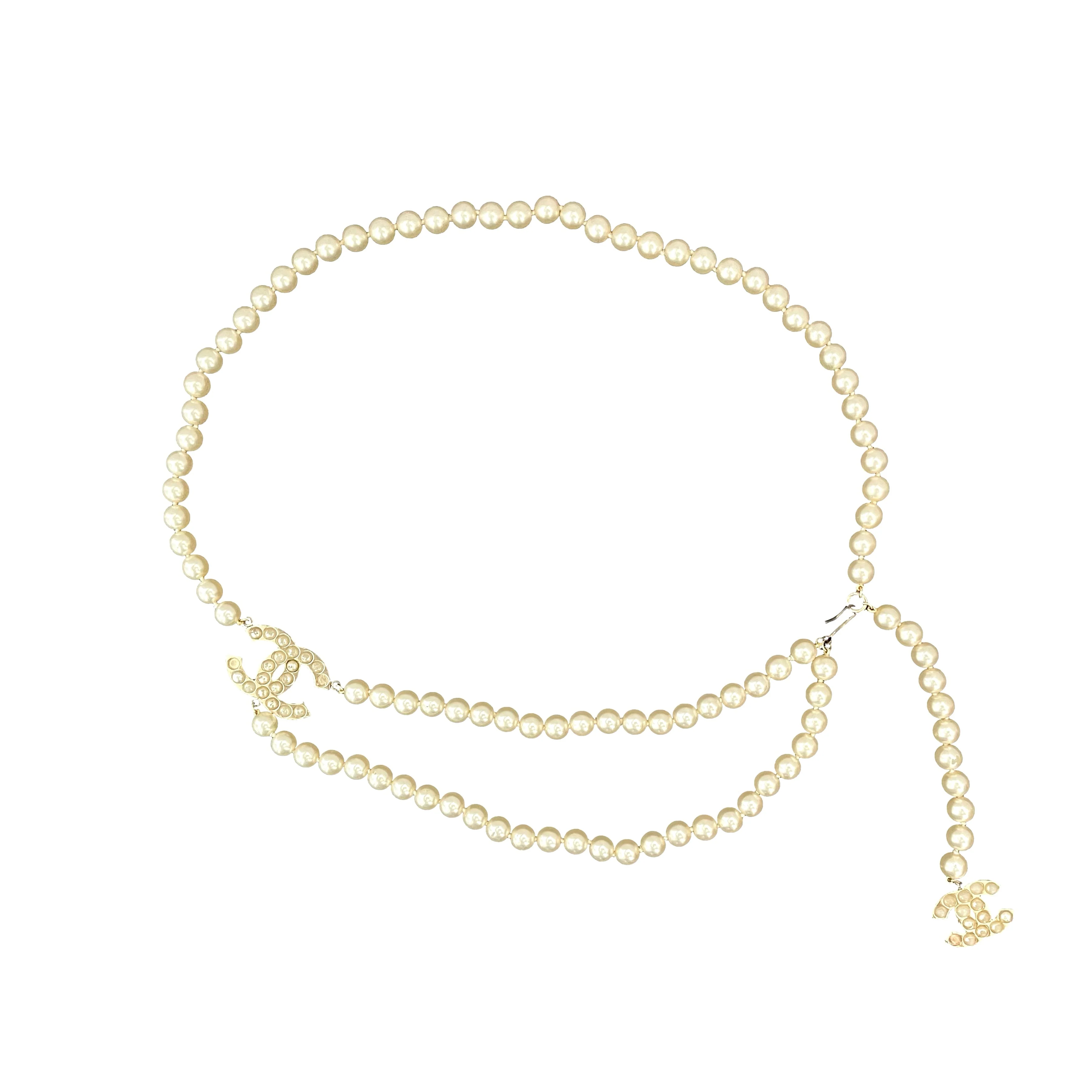 Chanel Gold Pearl Logo Belt