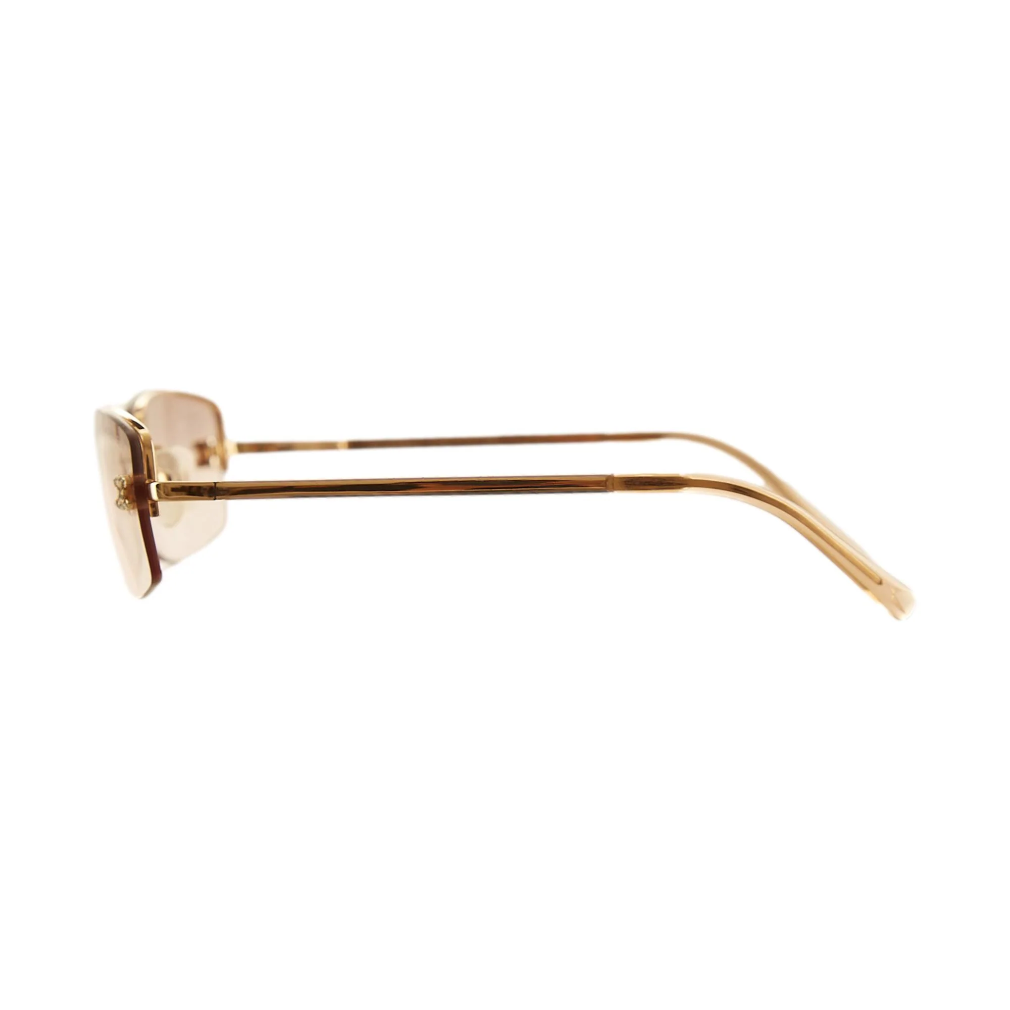 Chanel Gold Rhinestone Logo Rimless Mini Sunglasses - Image 3