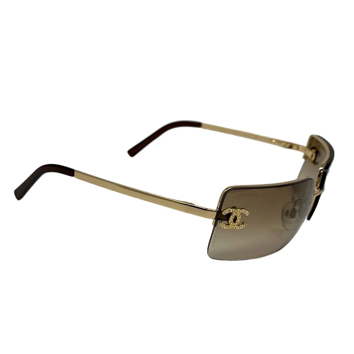Chanel Gold Rimless Logo Sunglasses - Image 3