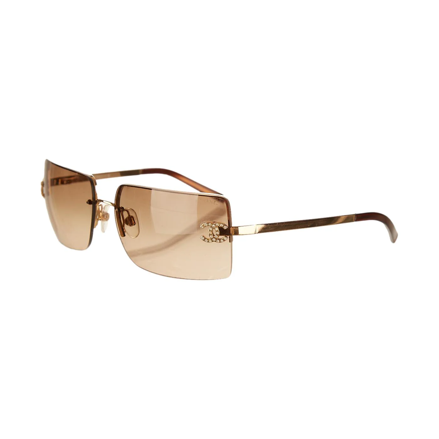 Chanel Gold Rimless Logo Sunglasses - Image 2