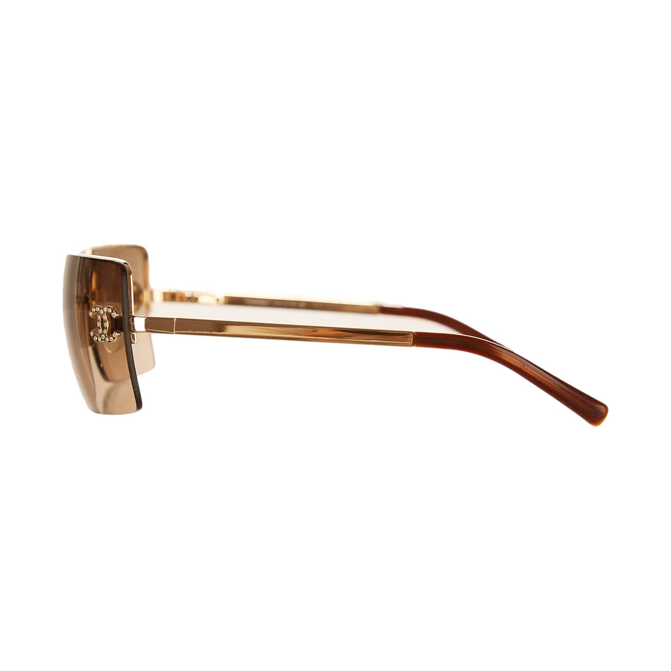 Chanel Gold Rimless Logo Sunglasses - Image 3