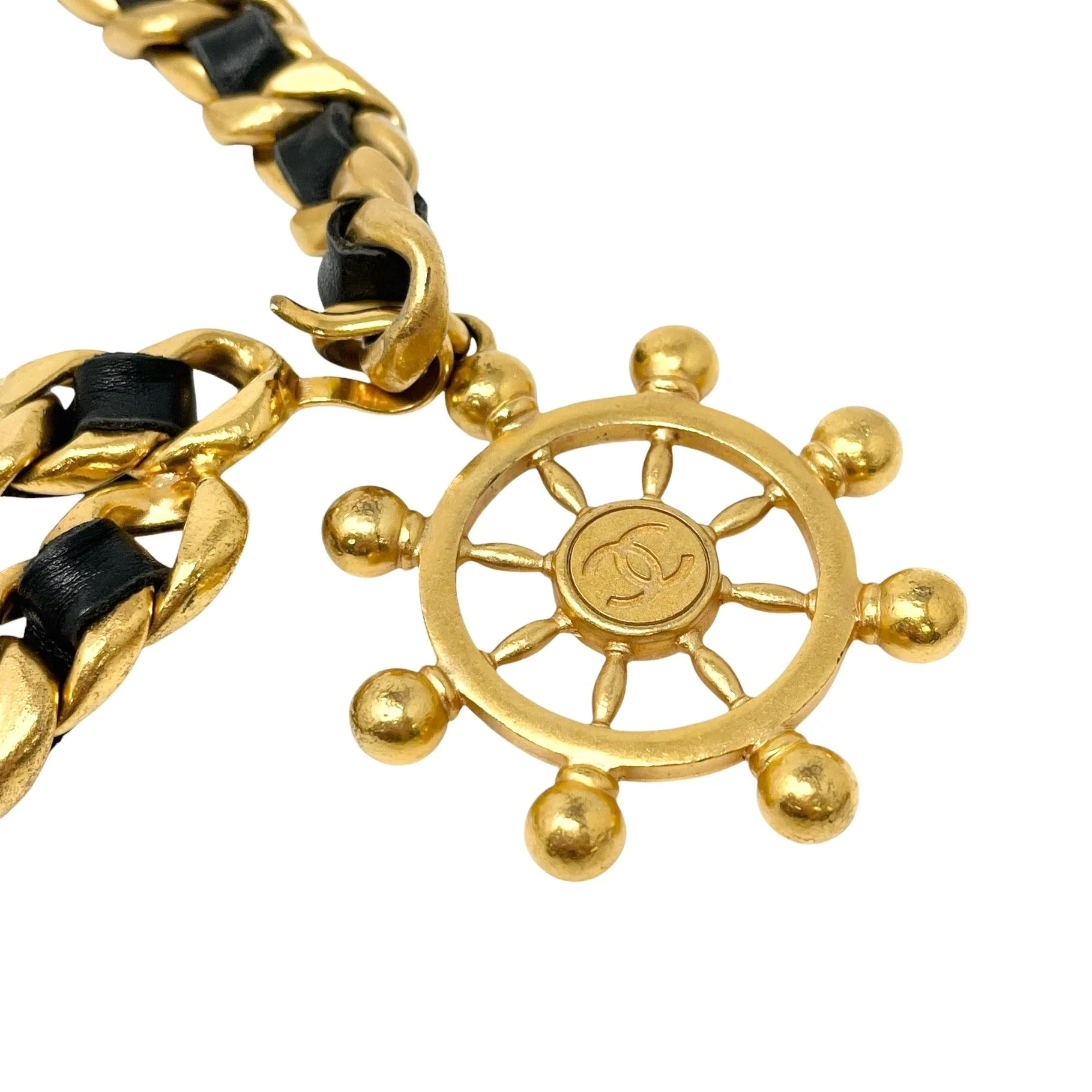 Chanel Gold Wheel Logo Chain Belt - Image 2