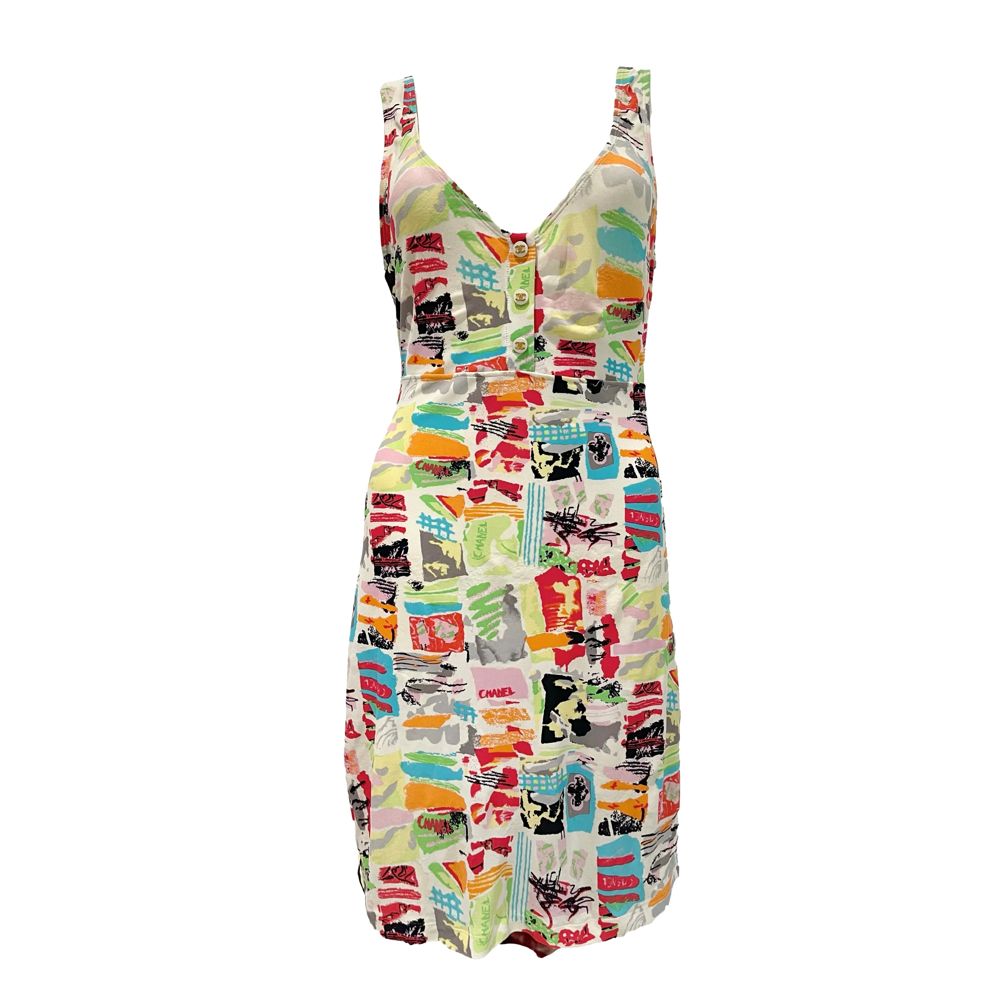Chanel Graffiti Stretch Logo Dress
