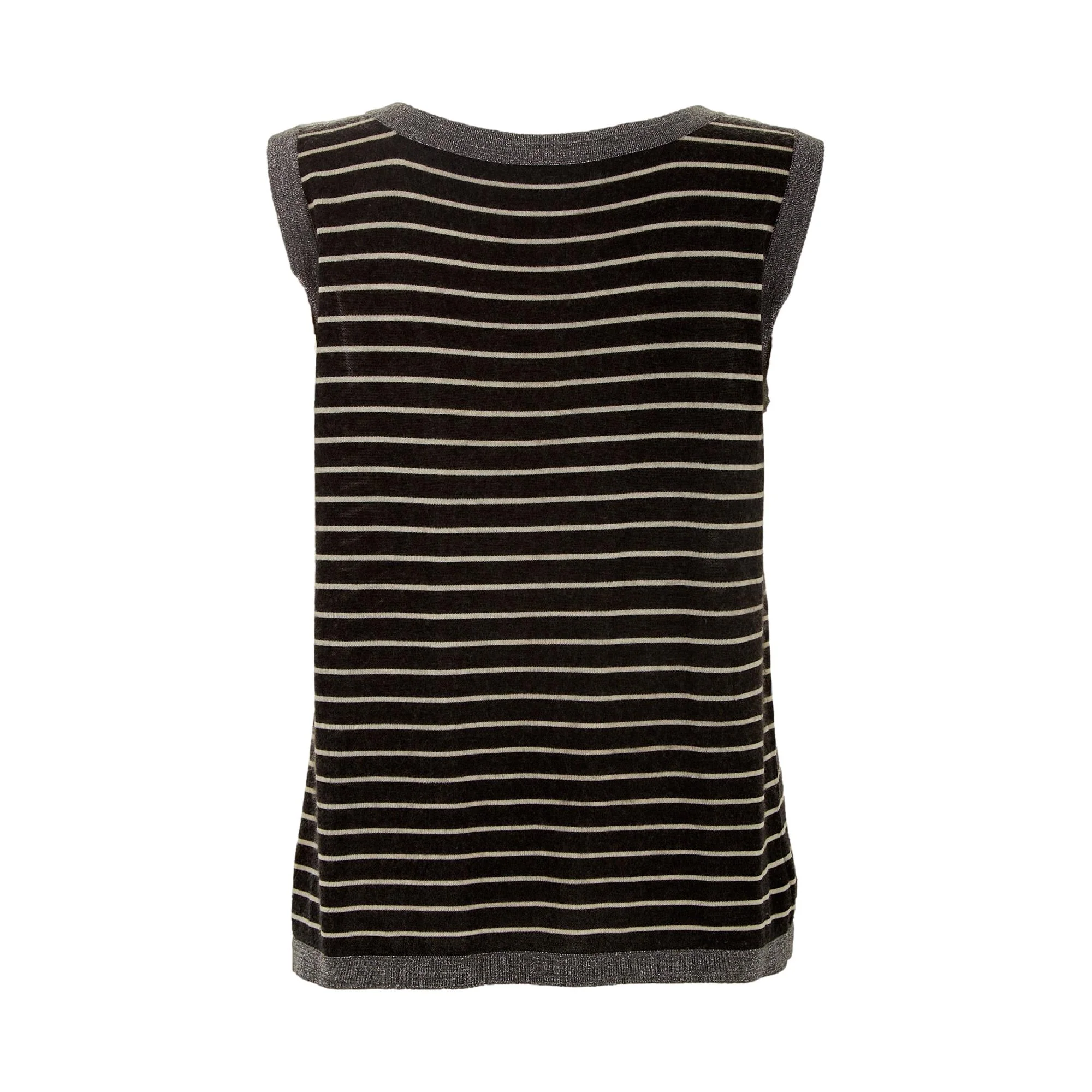 Chanel Gray Striped Heart Logo Tank - Image 3