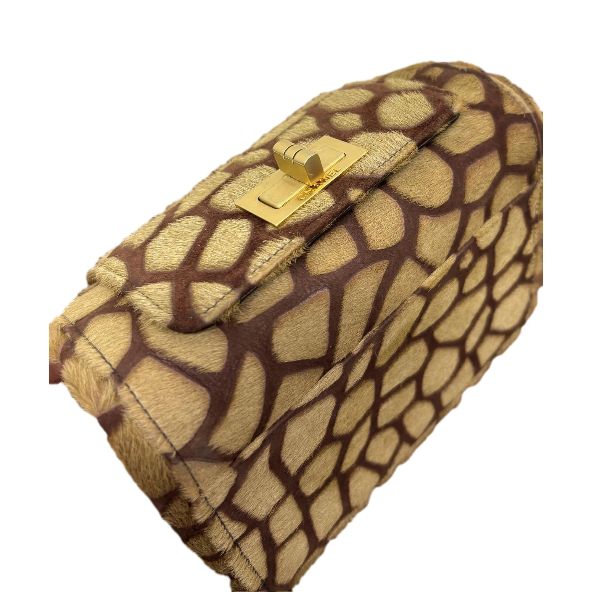 Chanel Tan Giraffe Calf-Hair Chain Bag - Image 3
