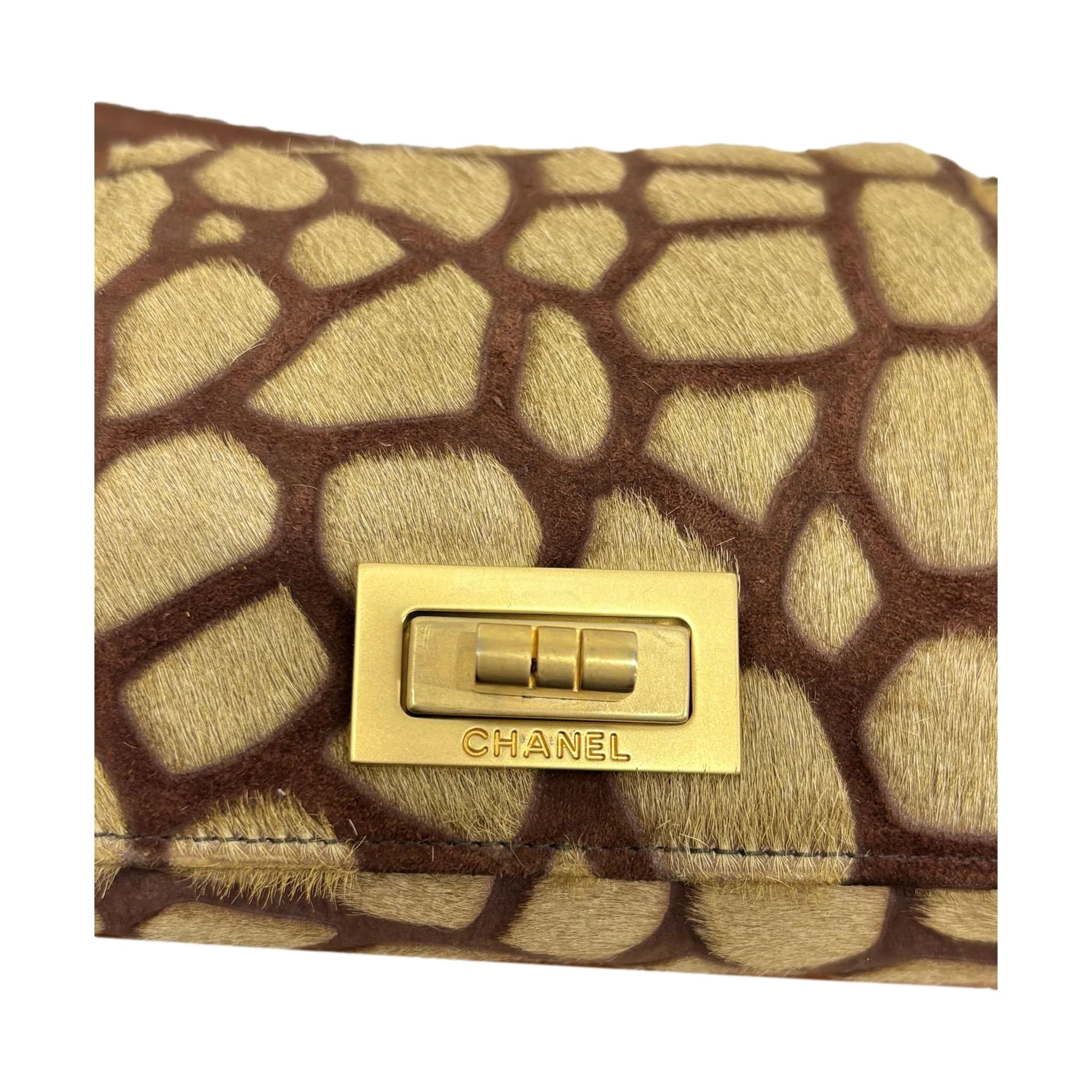 Chanel Tan Giraffe Calf-Hair Chain Bag - Image 4