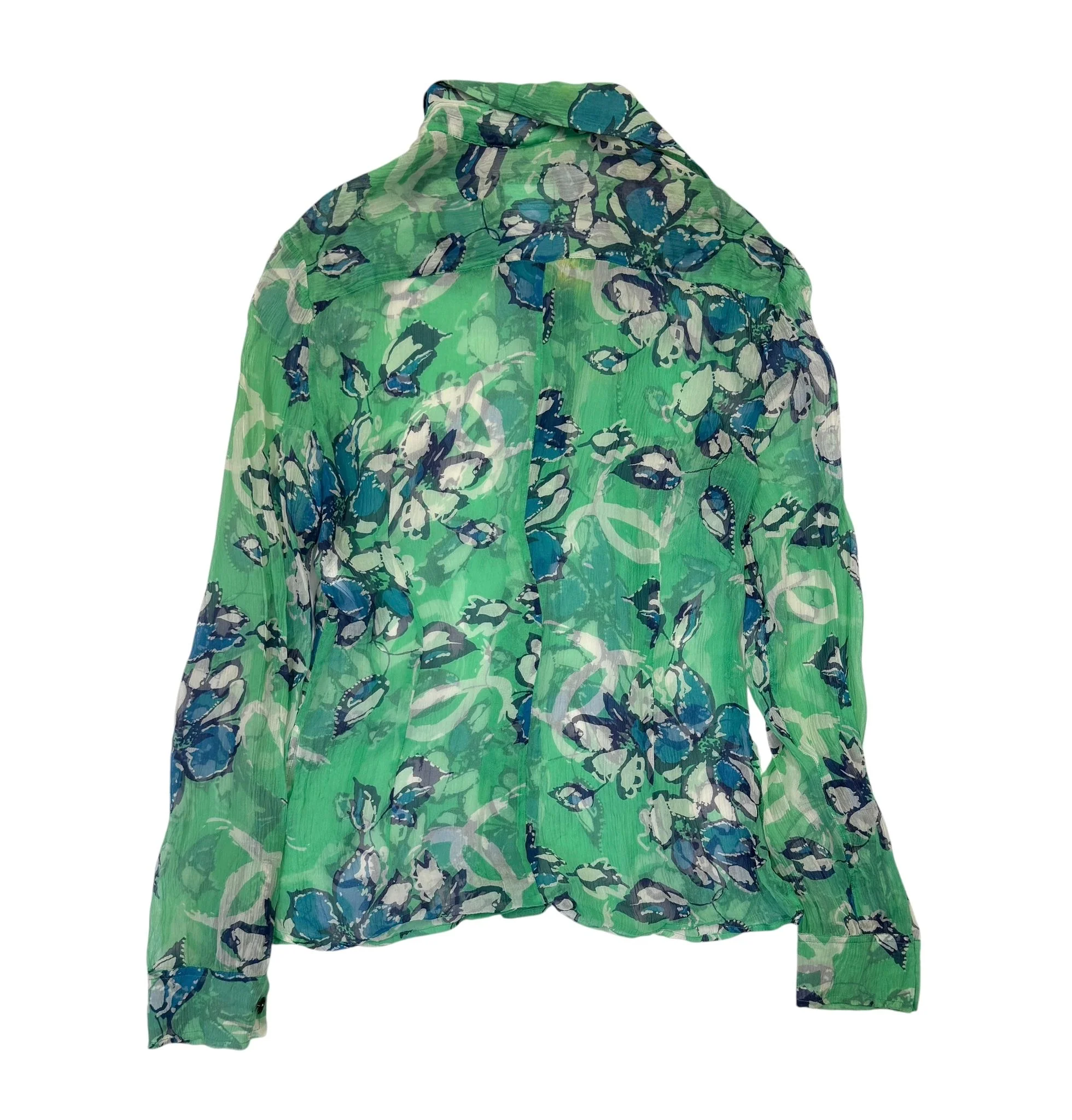 Chanel Green Floral Logo Button Down - Image 2